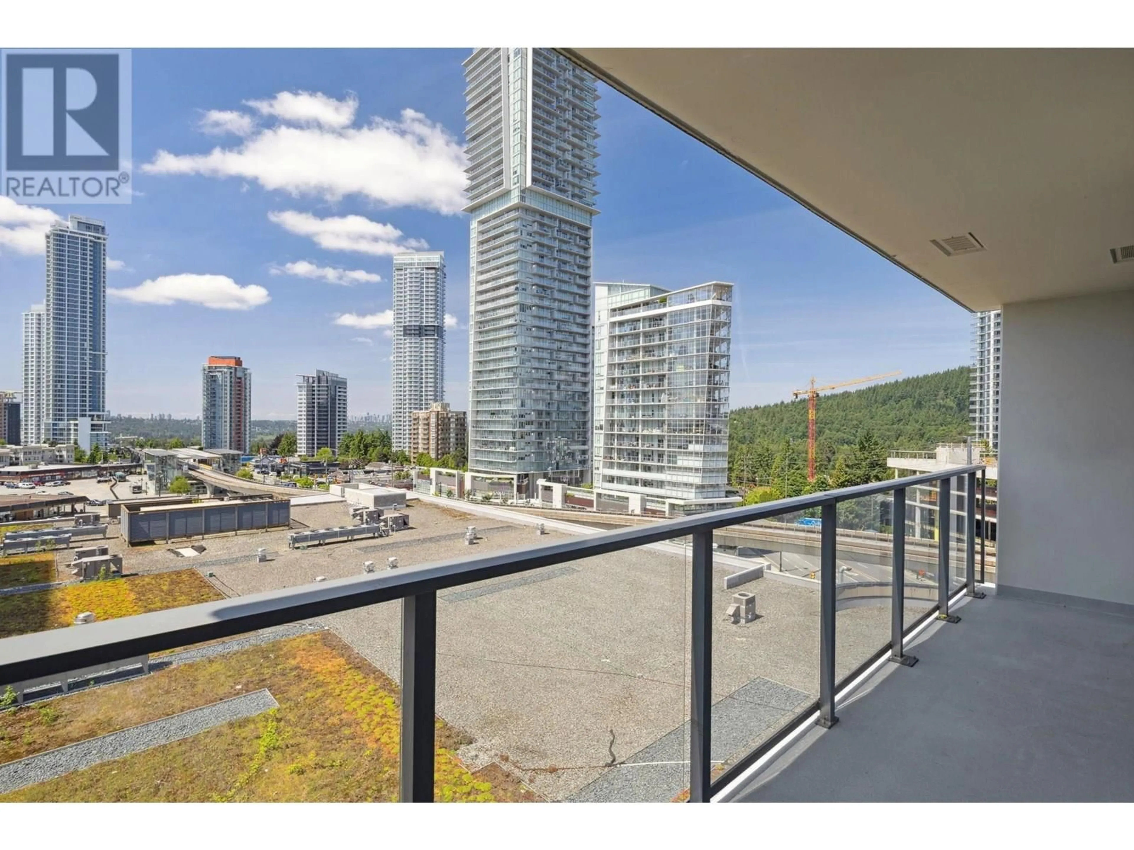 Balcony in the apartment, city buildings view from balcony for 907 - 602 COMO LAKE AVENUE, Coquitlam British Columbia V3J0G2