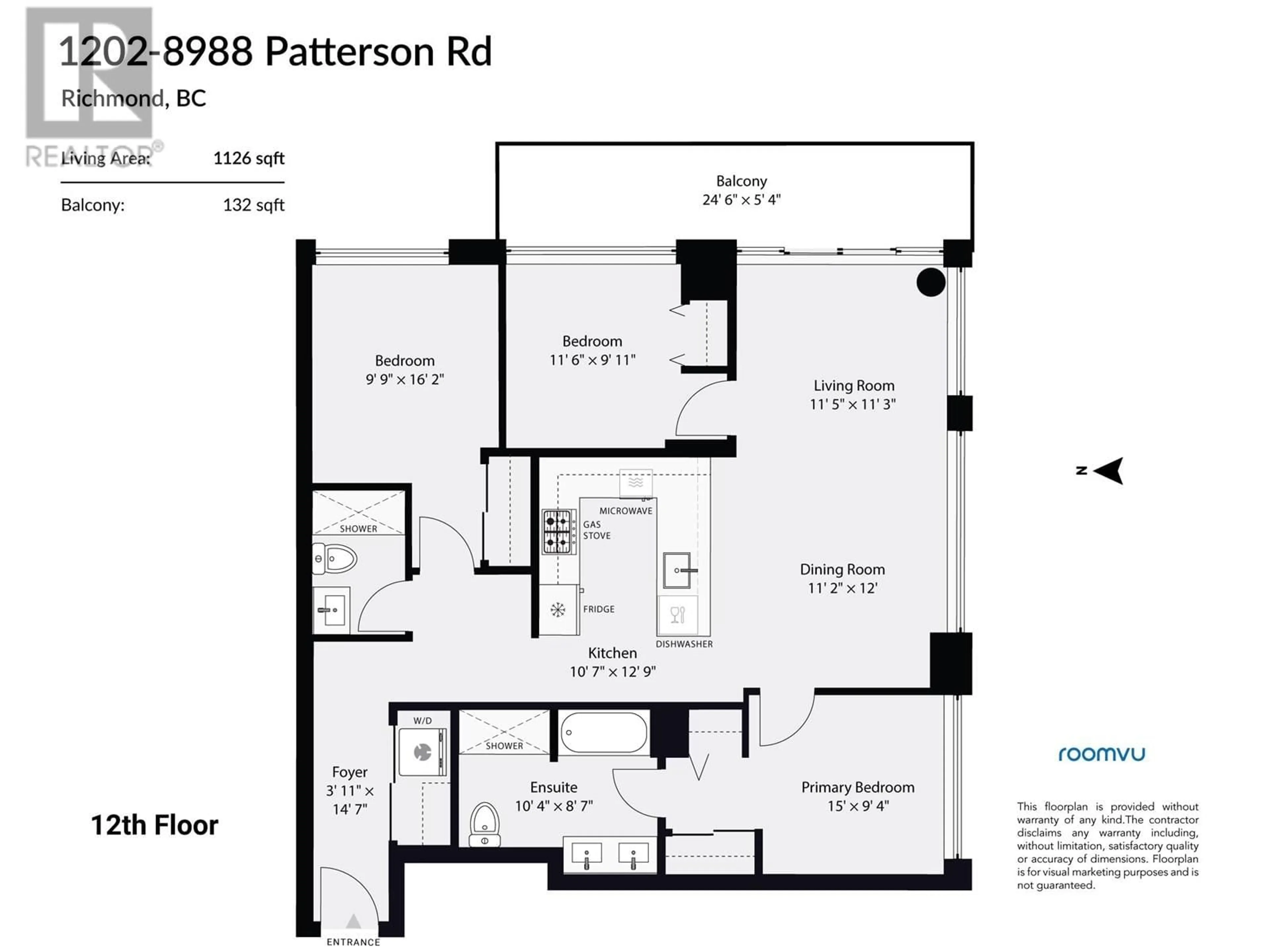 Floor plan for 1202 - 8988 PATTERSON ROAD, Richmond British Columbia V6X0R2