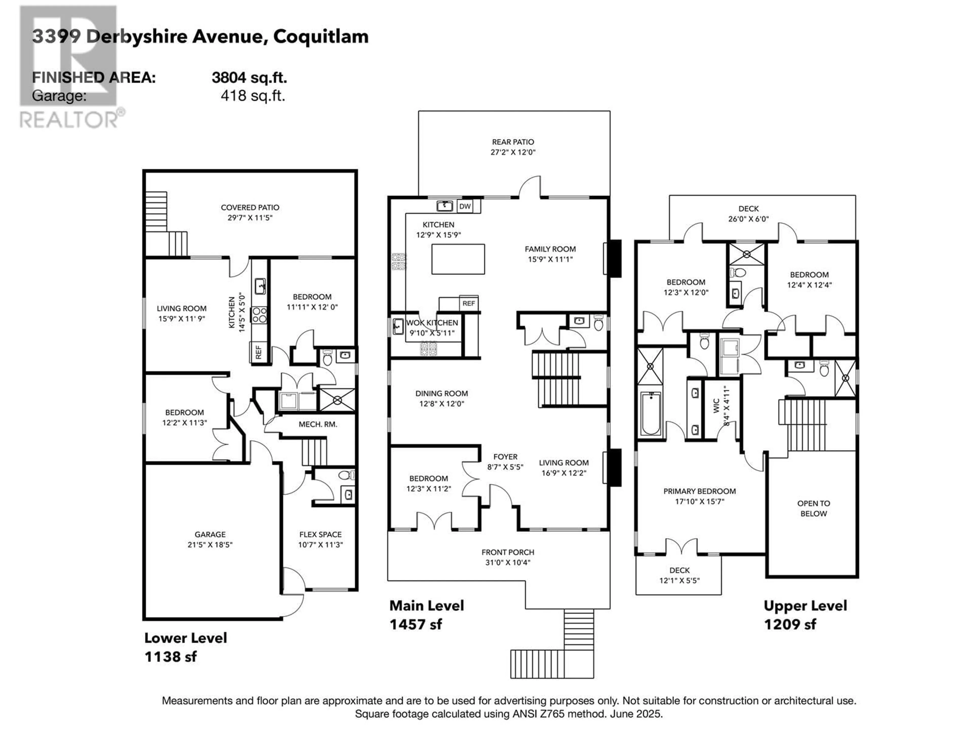 Floor plan for 3399 DERBYSHIRE AVENUE, Coquitlam British Columbia V3E0G3