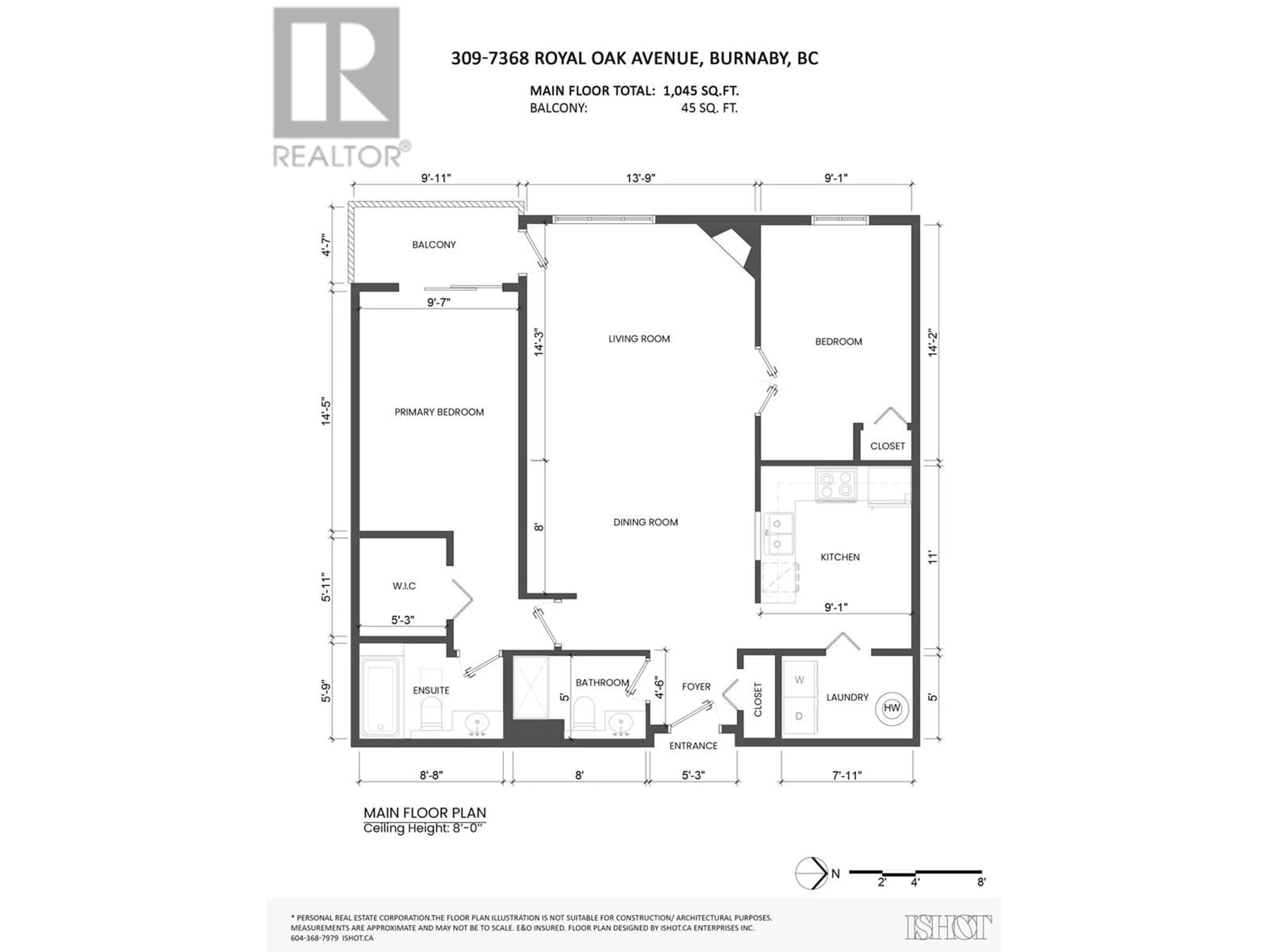 Floor plan for 309 - 7368 ROYAL OAK AVENUE, Burnaby British Columbia V5J4J6