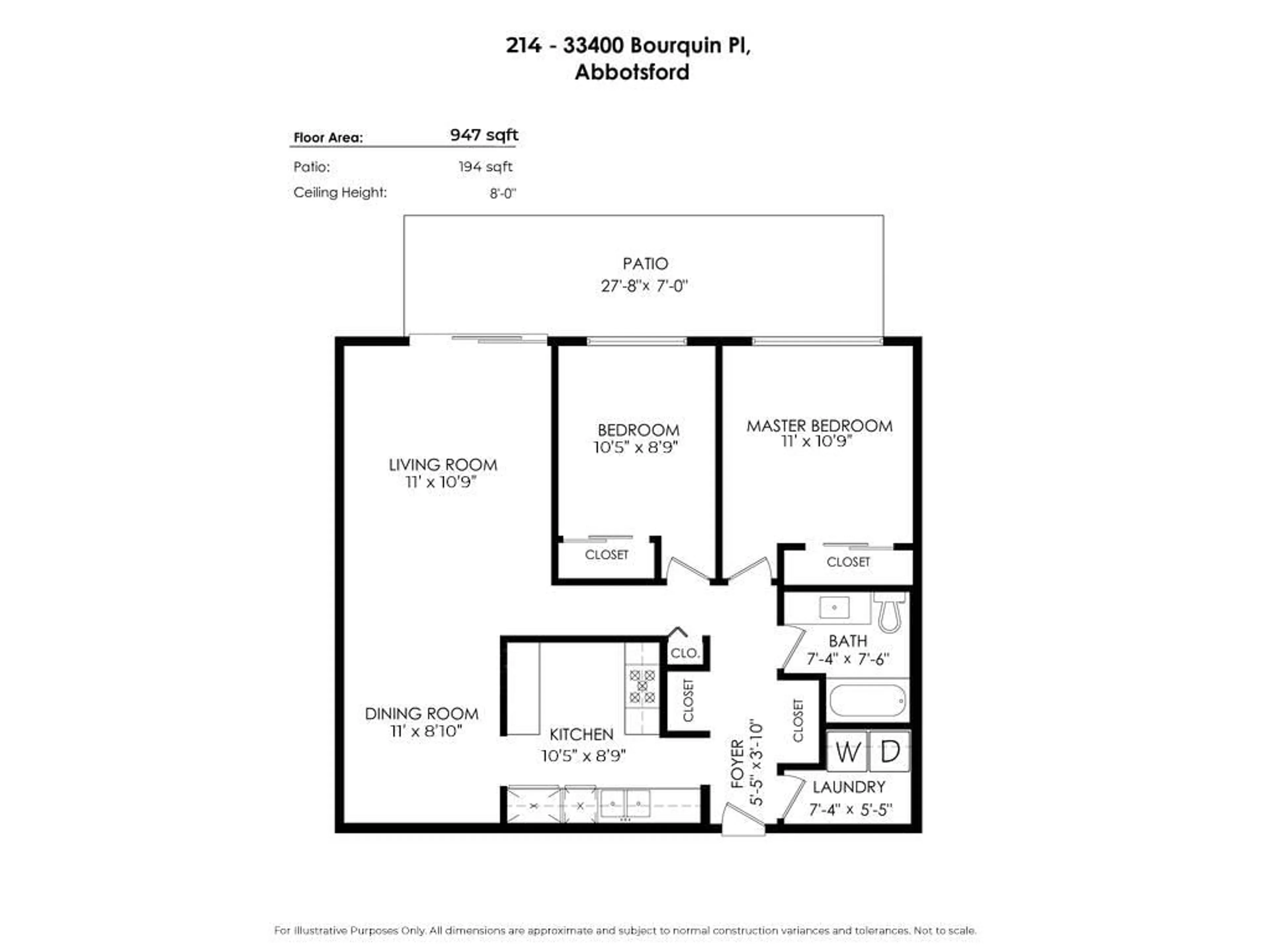 Floor plan for 214 - 33400 BOURQUIN, Abbotsford British Columbia V2S5G3