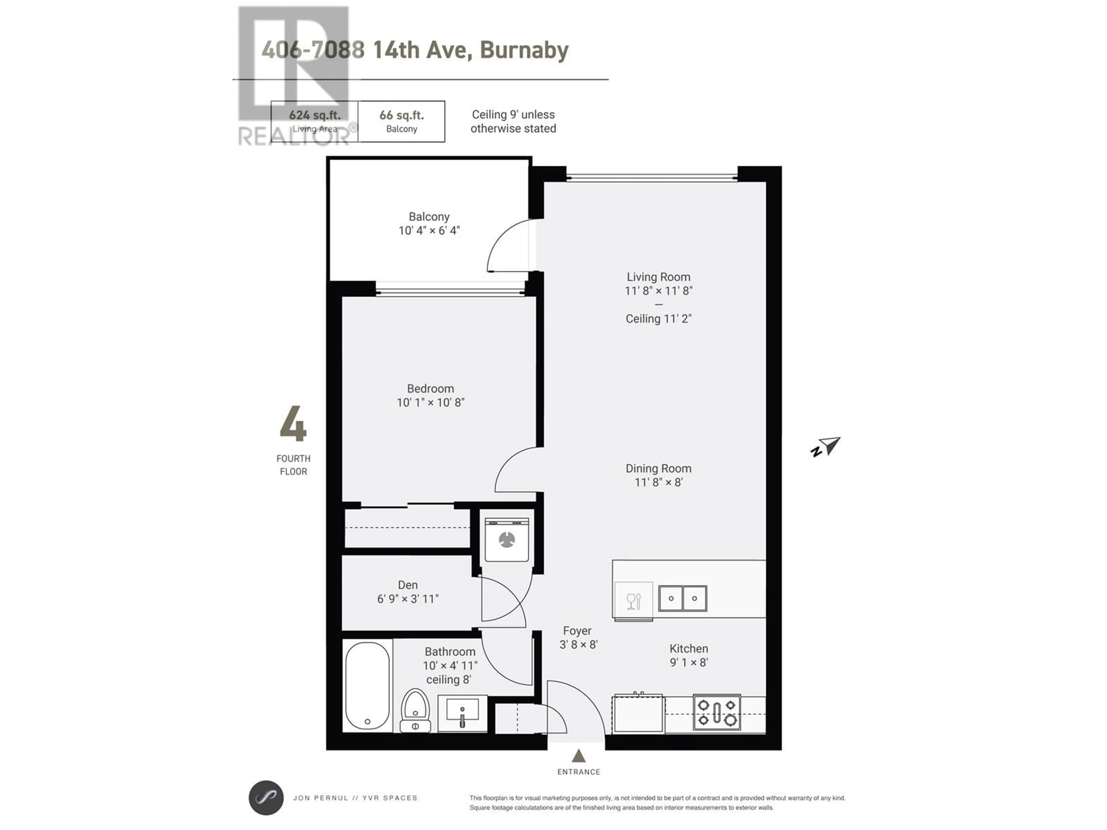 Floor plan for 406 - 7088 14TH AVENUE, Burnaby British Columbia V3N0E7