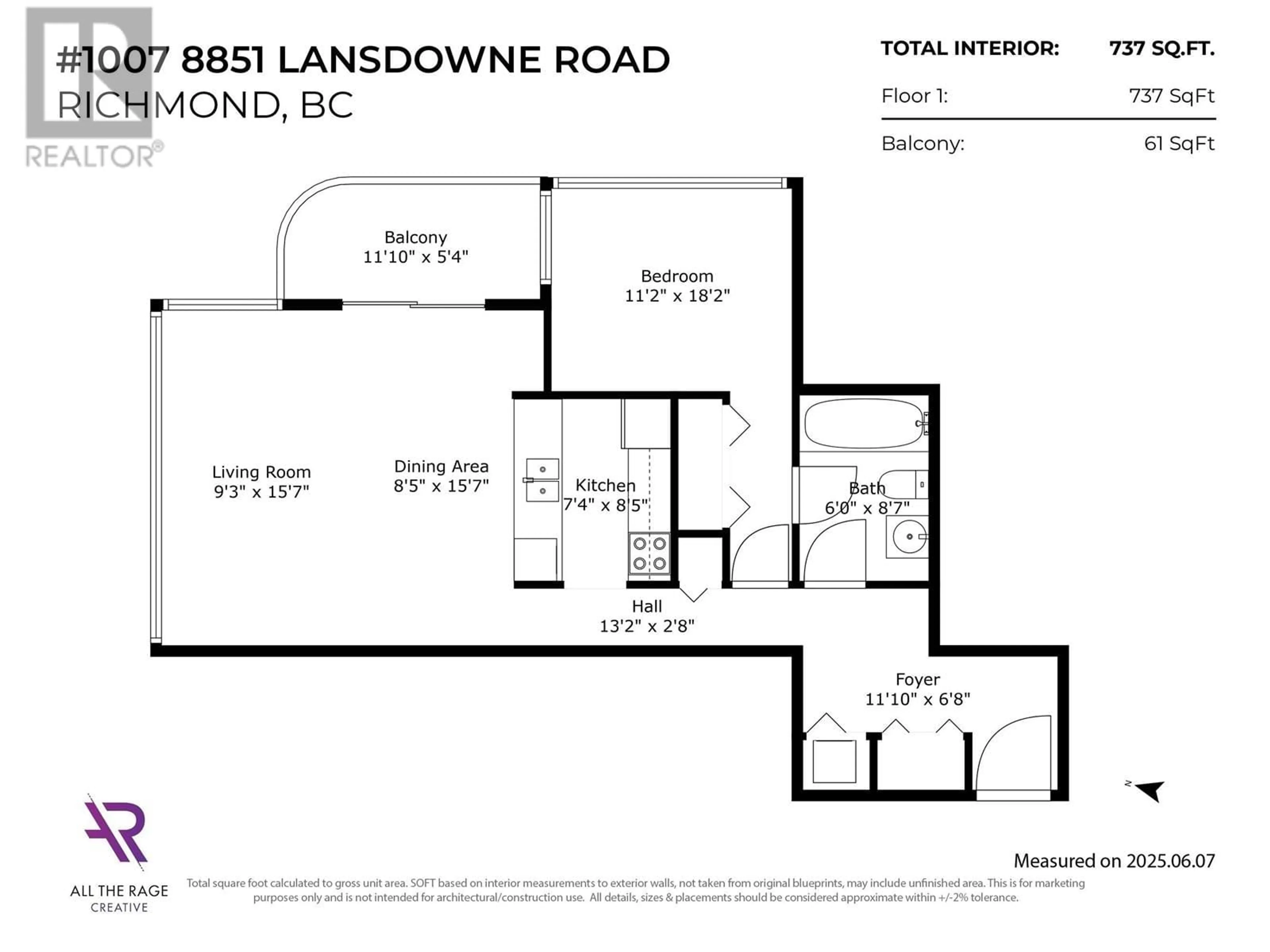 Floor plan for 1007 - 8851 LANSDOWNE ROAD, Richmond British Columbia V6X3X7