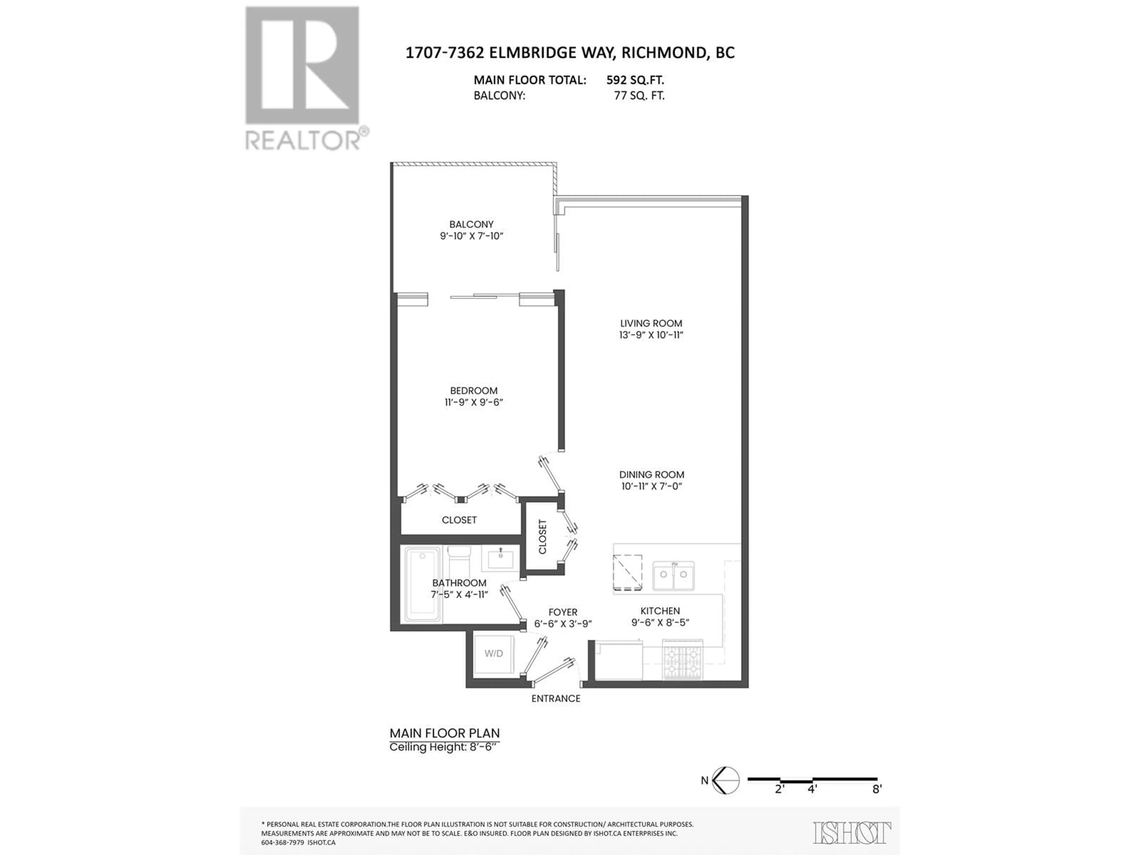 Floor plan for 1707 - 7362 ELMBRIDGE WAY, Richmond British Columbia V6X0A6
