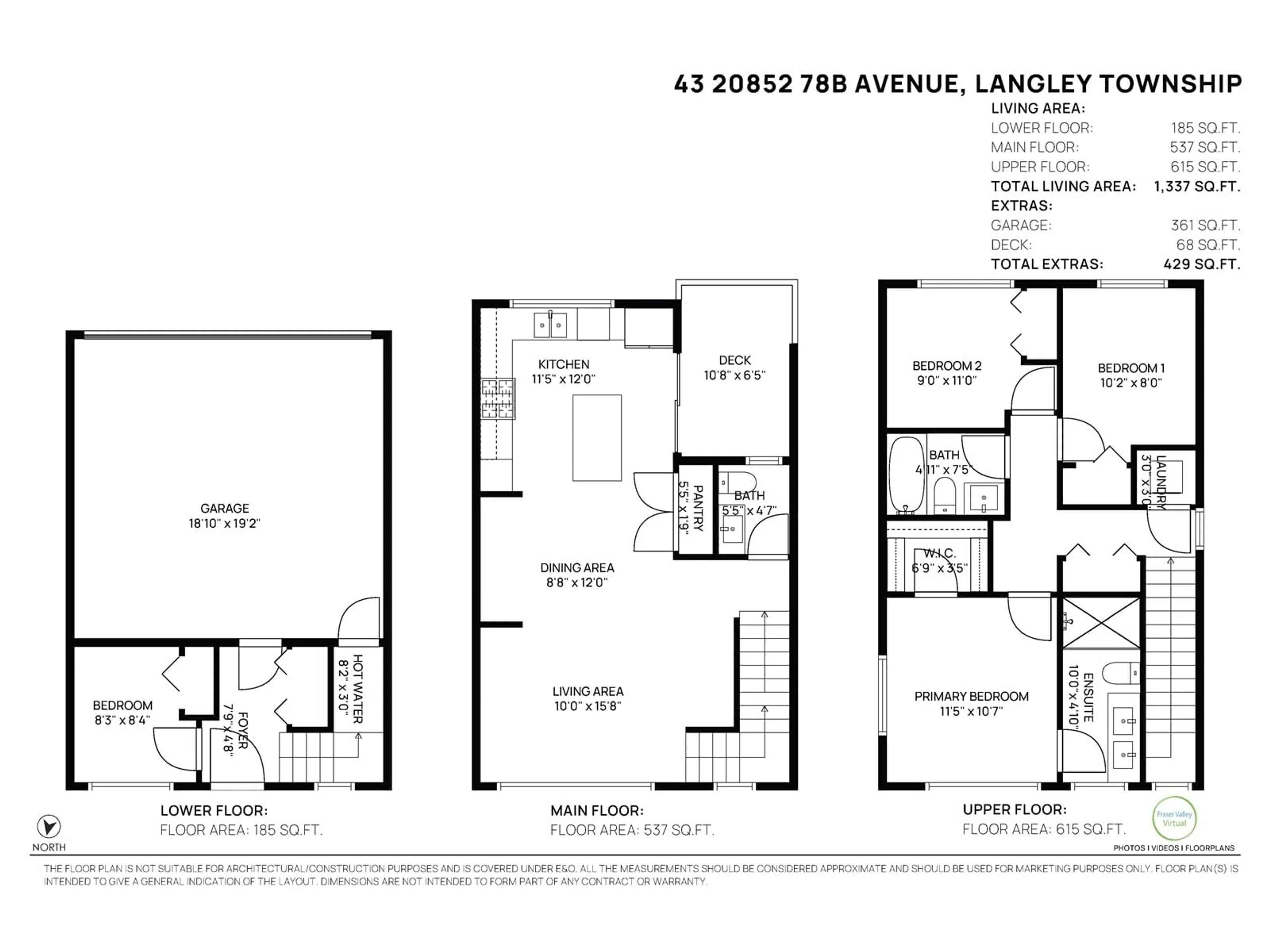 Floor plan for 43 - 20852 78B, Langley British Columbia V2Y0X6