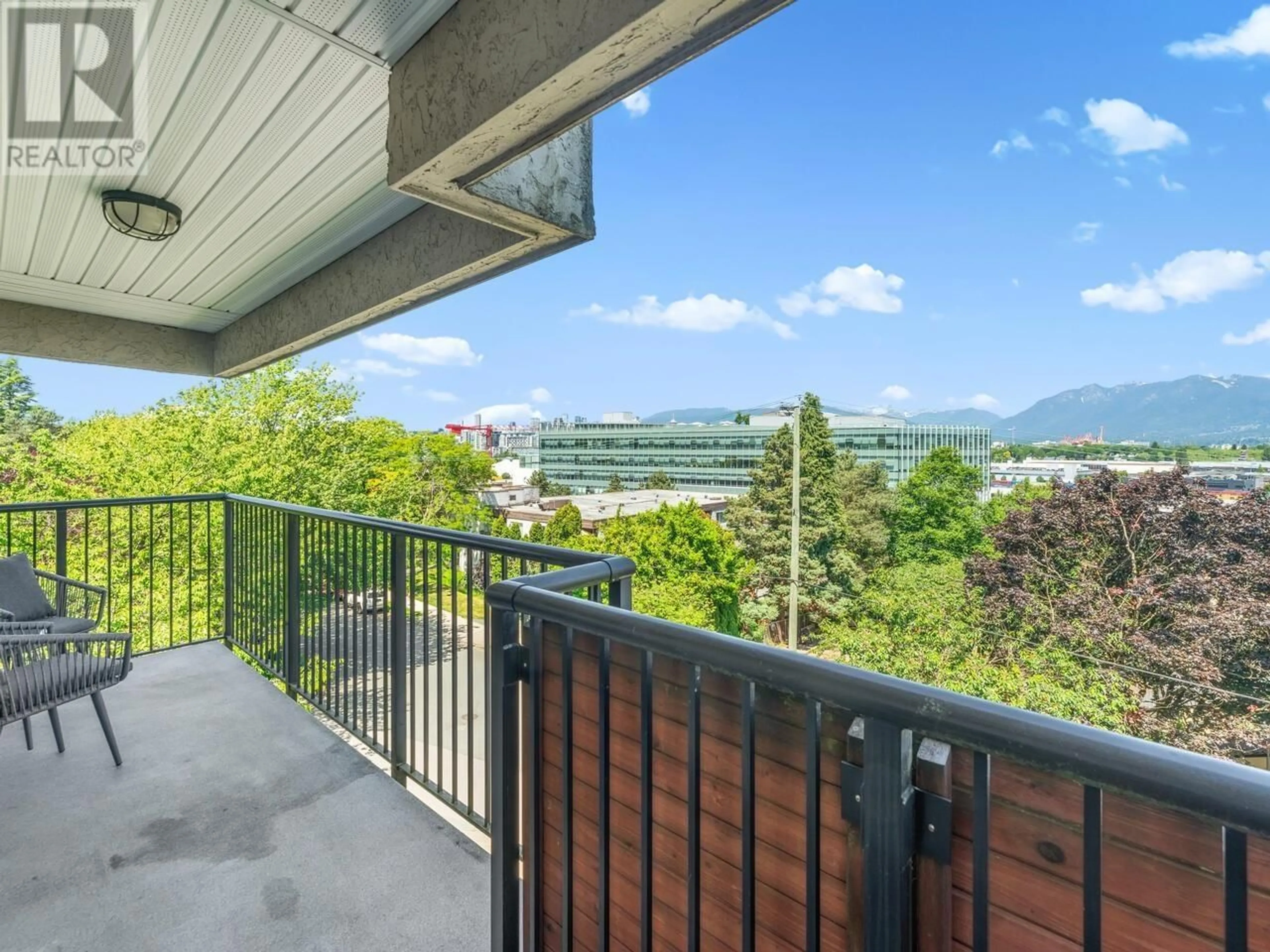 Balcony in the apartment, city buildings view from balcony for 404 - 2142 CAROLINA STREET, Vancouver British Columbia V5T3S2