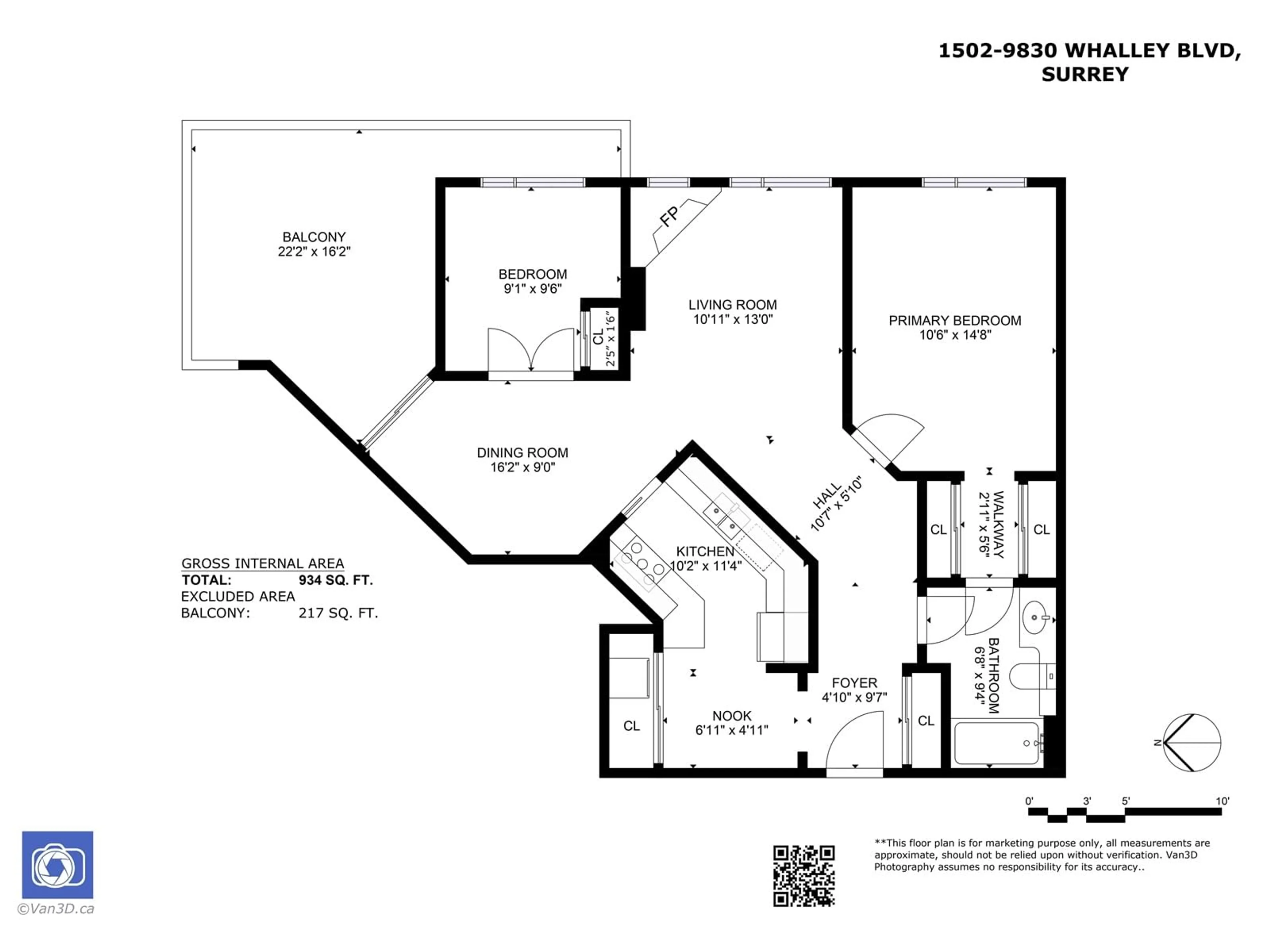 Floor plan for 1502 - 9830 WHALLEY, Surrey British Columbia V3T5S7
