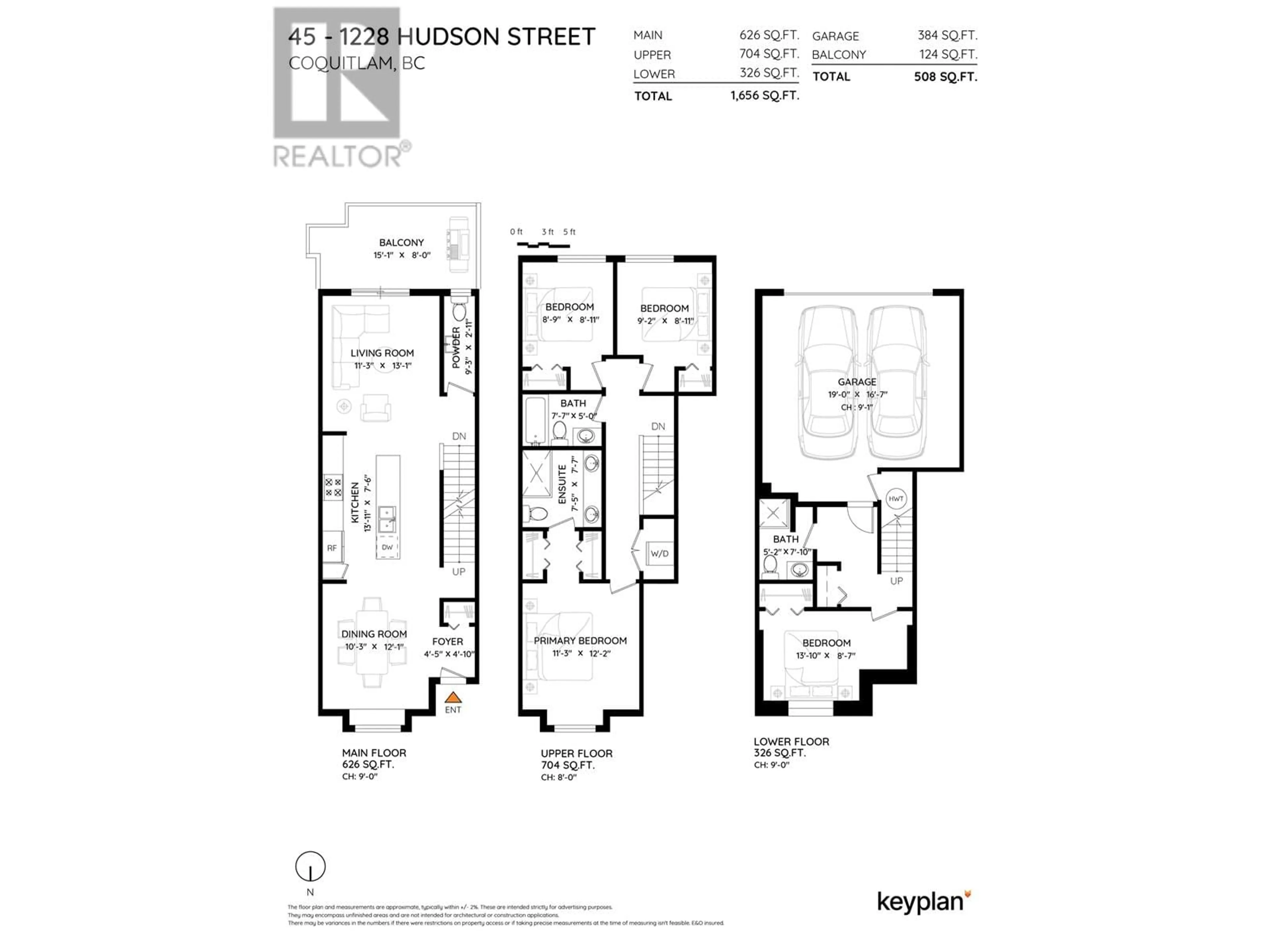 Floor plan for 45 - 1228 HUDSON STREET, Coquitlam British Columbia V3B0R3
