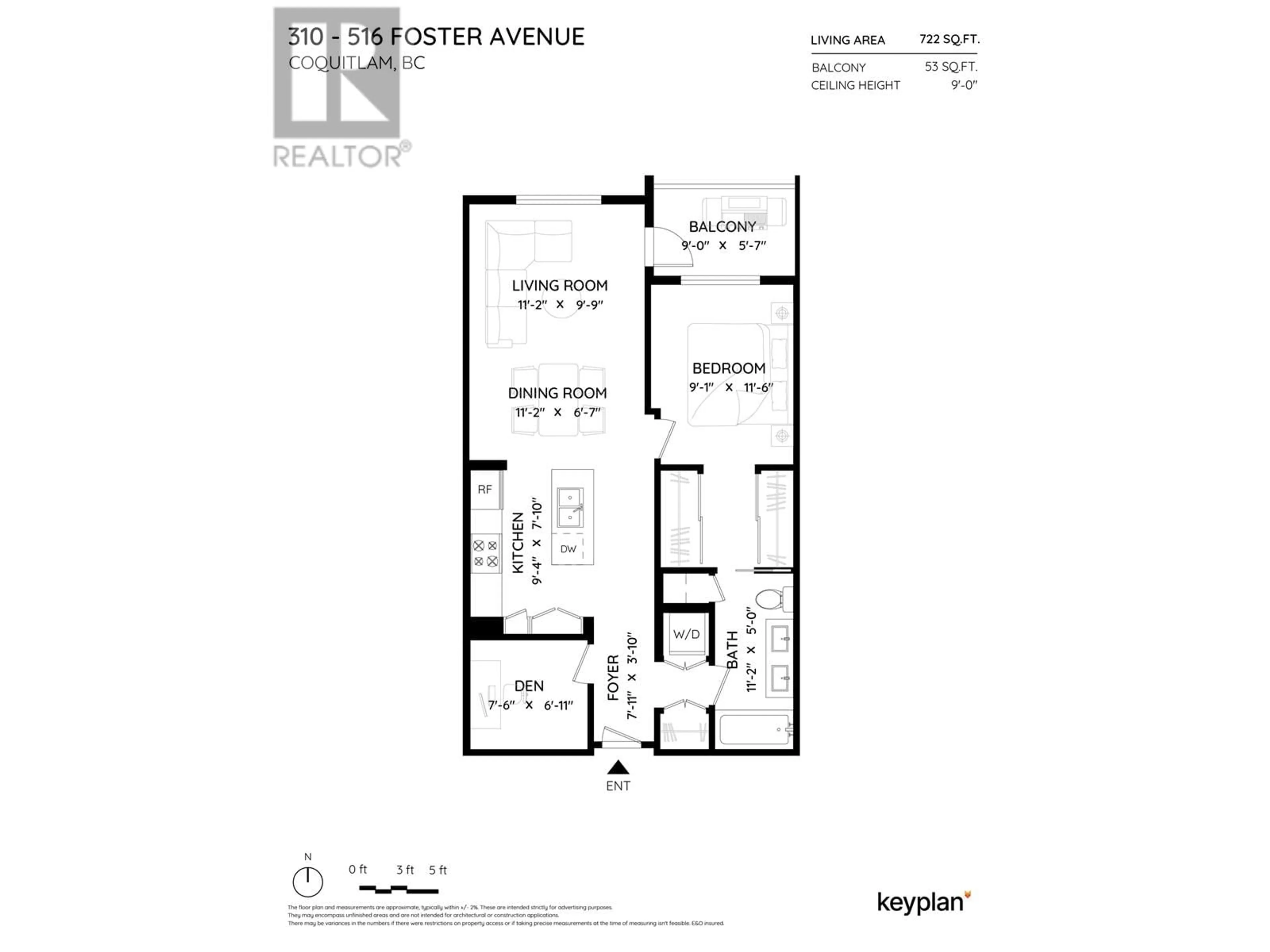 Floor plan for 310 - 516 FOSTER AVENUE, Coquitlam British Columbia V3J0H8