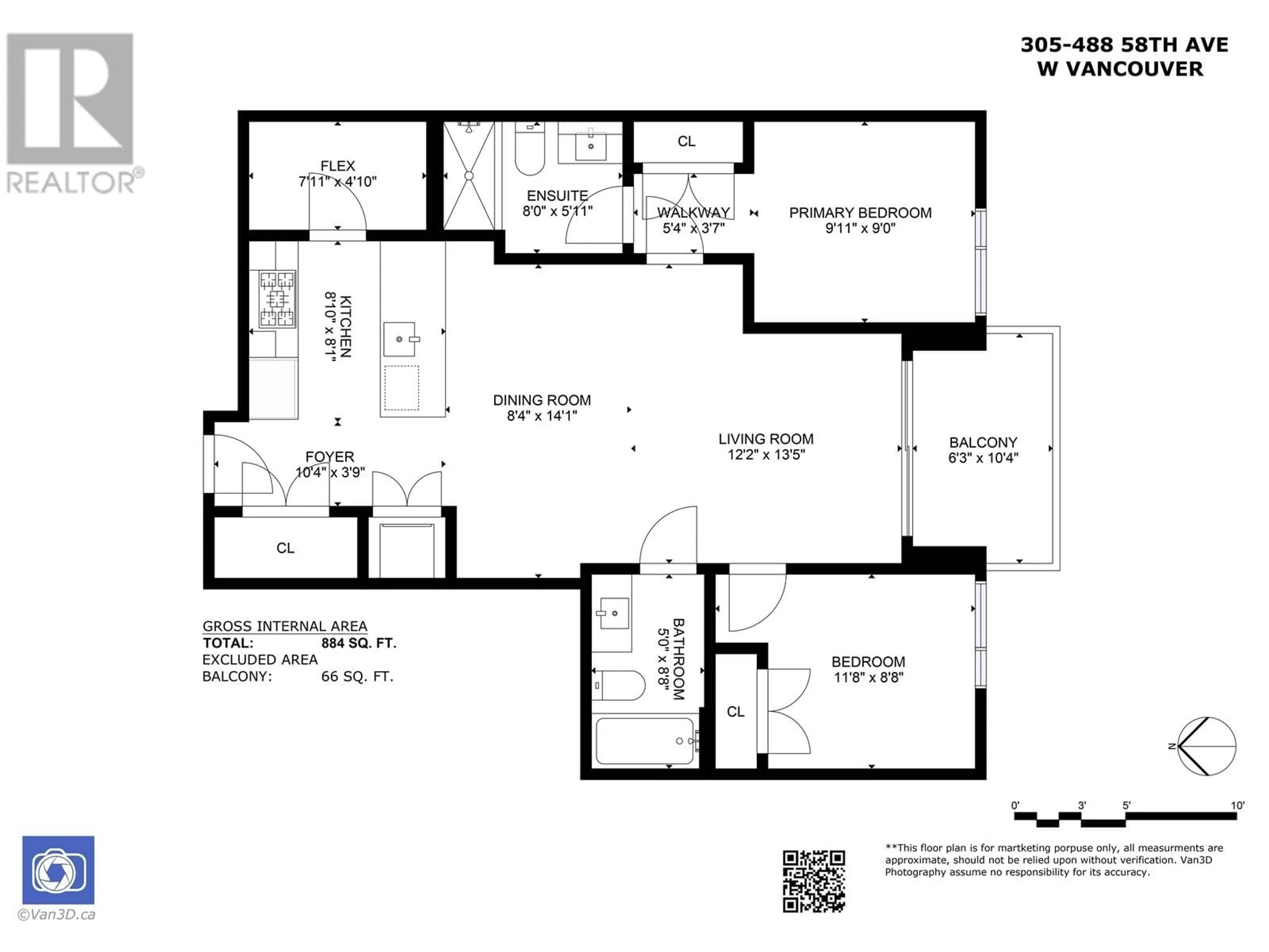 Floor plan for 305 - 488 58TH AVENUE, Vancouver British Columbia V5X1V5