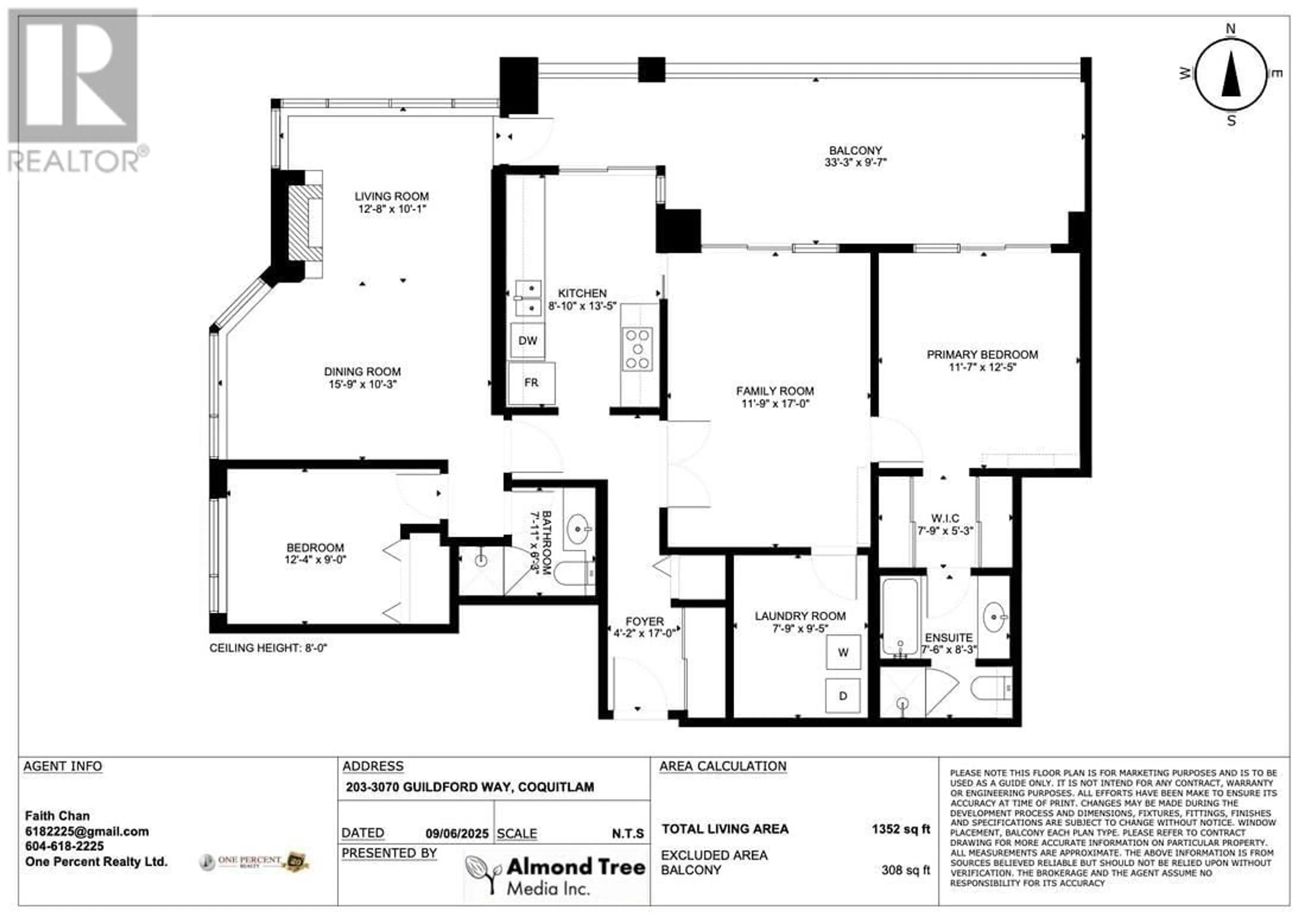 Floor plan for 203 - 3070 GUILDFORD WAY, Coquitlam British Columbia V3B7R8
