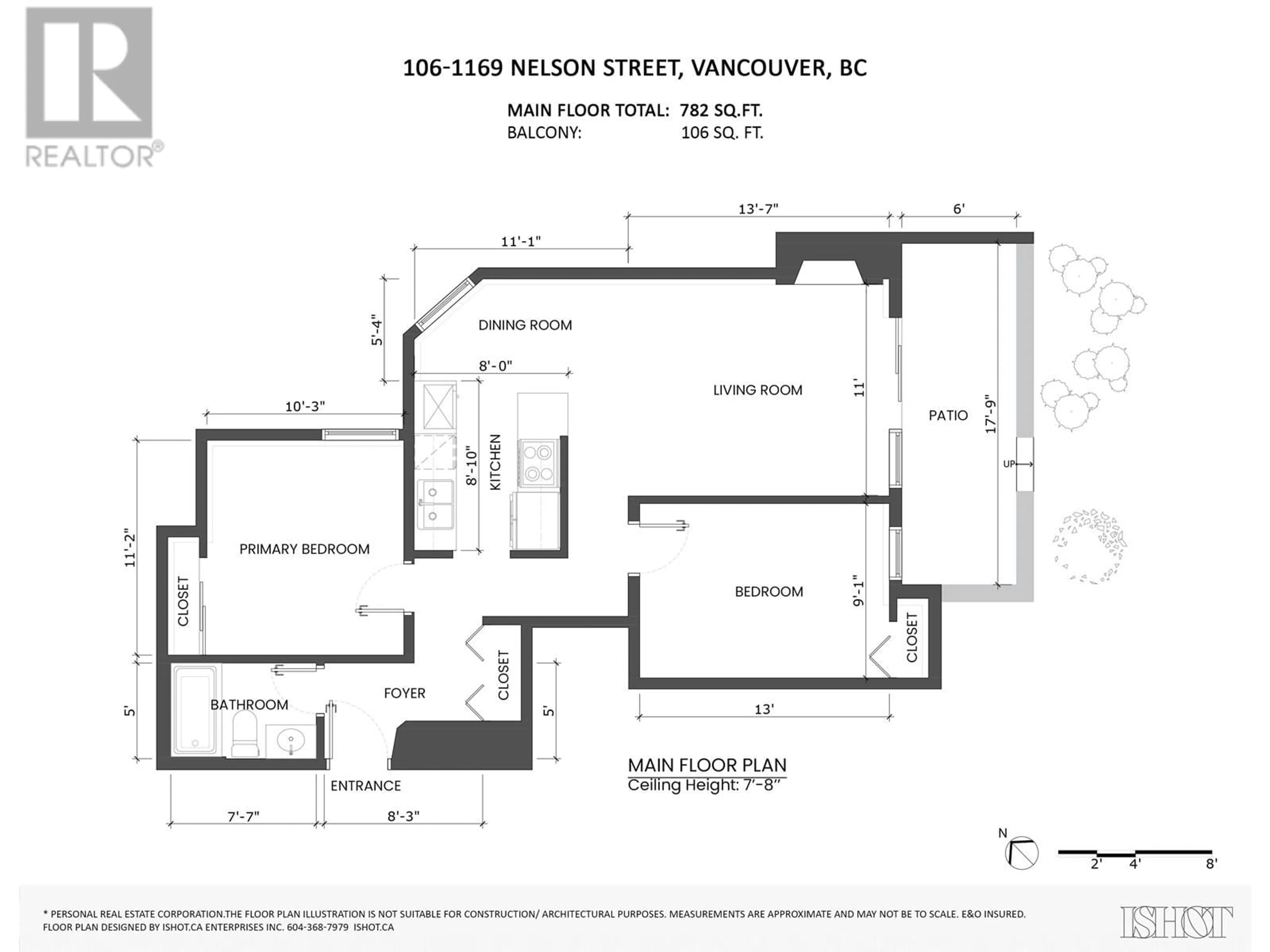 Floor plan for 106 - 1169 NELSON STREET, Vancouver British Columbia V6E1J3
