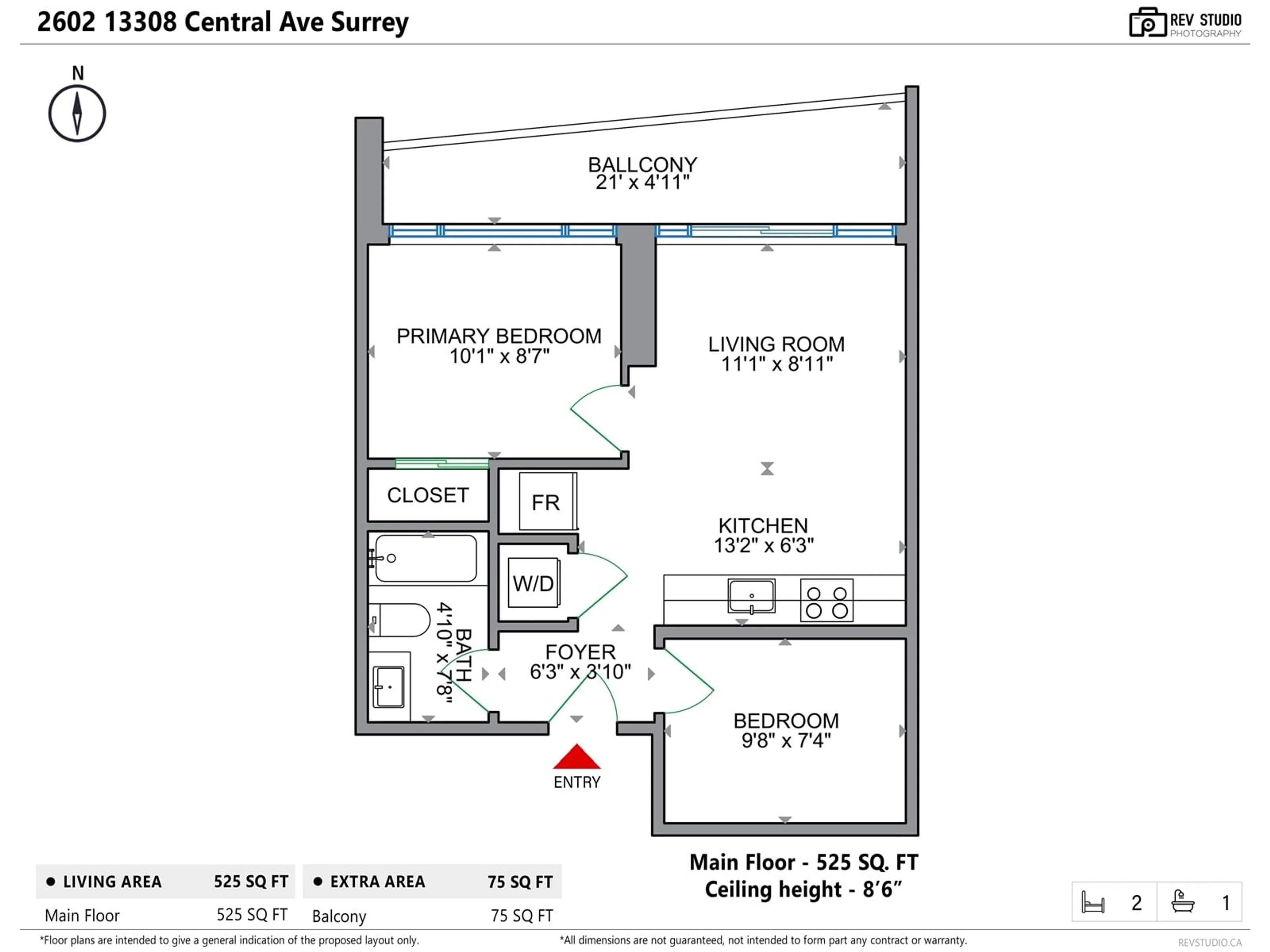 Floor plan for 2602 - 13308 CENTRAL, Surrey British Columbia V3T0M4