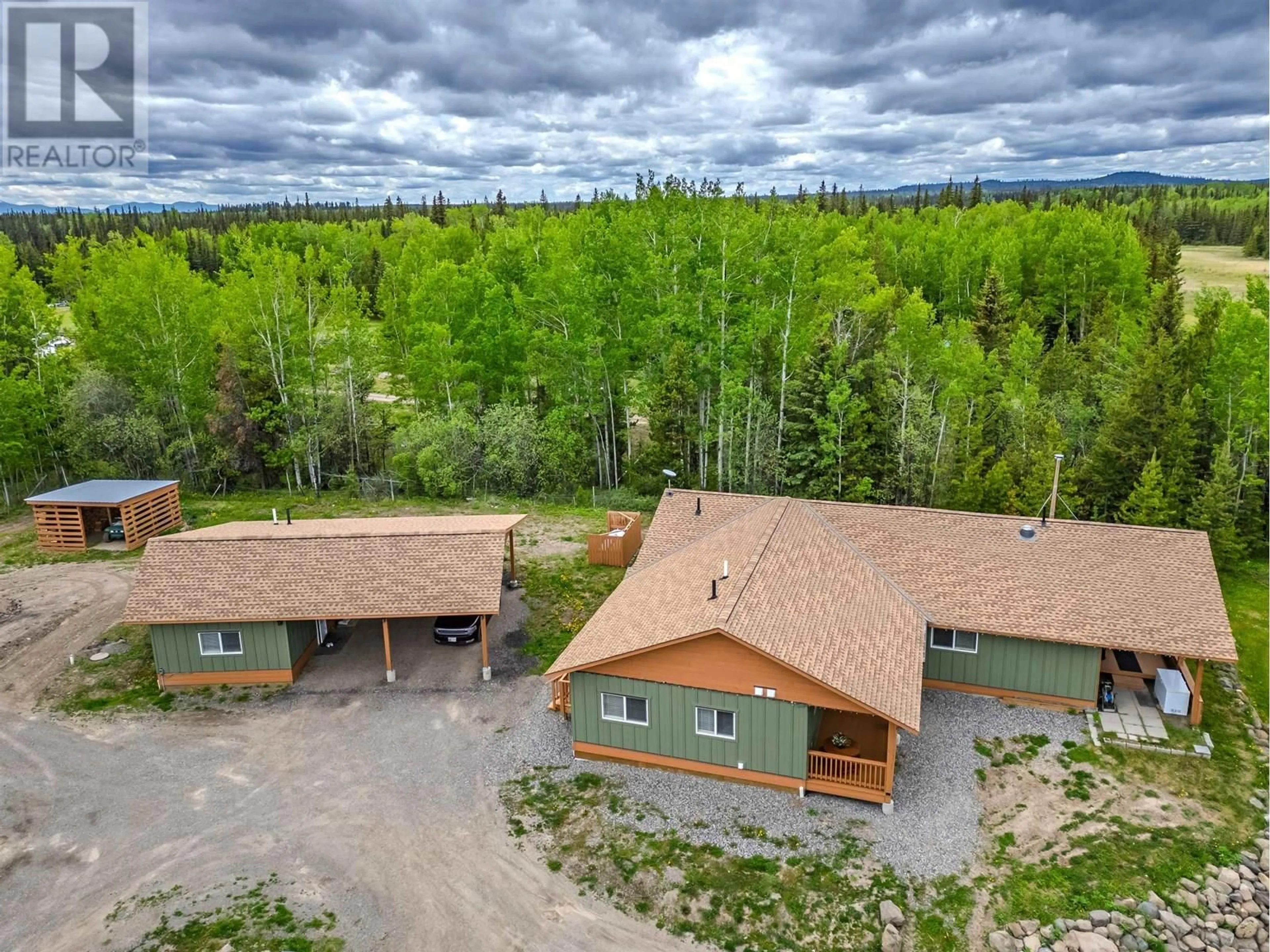 A pic from outside/outdoor area/front of a property/back of a property/a pic from drone, forest/trees view for 5606 LITTLE FORT HWY 24, Lone Butte British Columbia V0K2E2