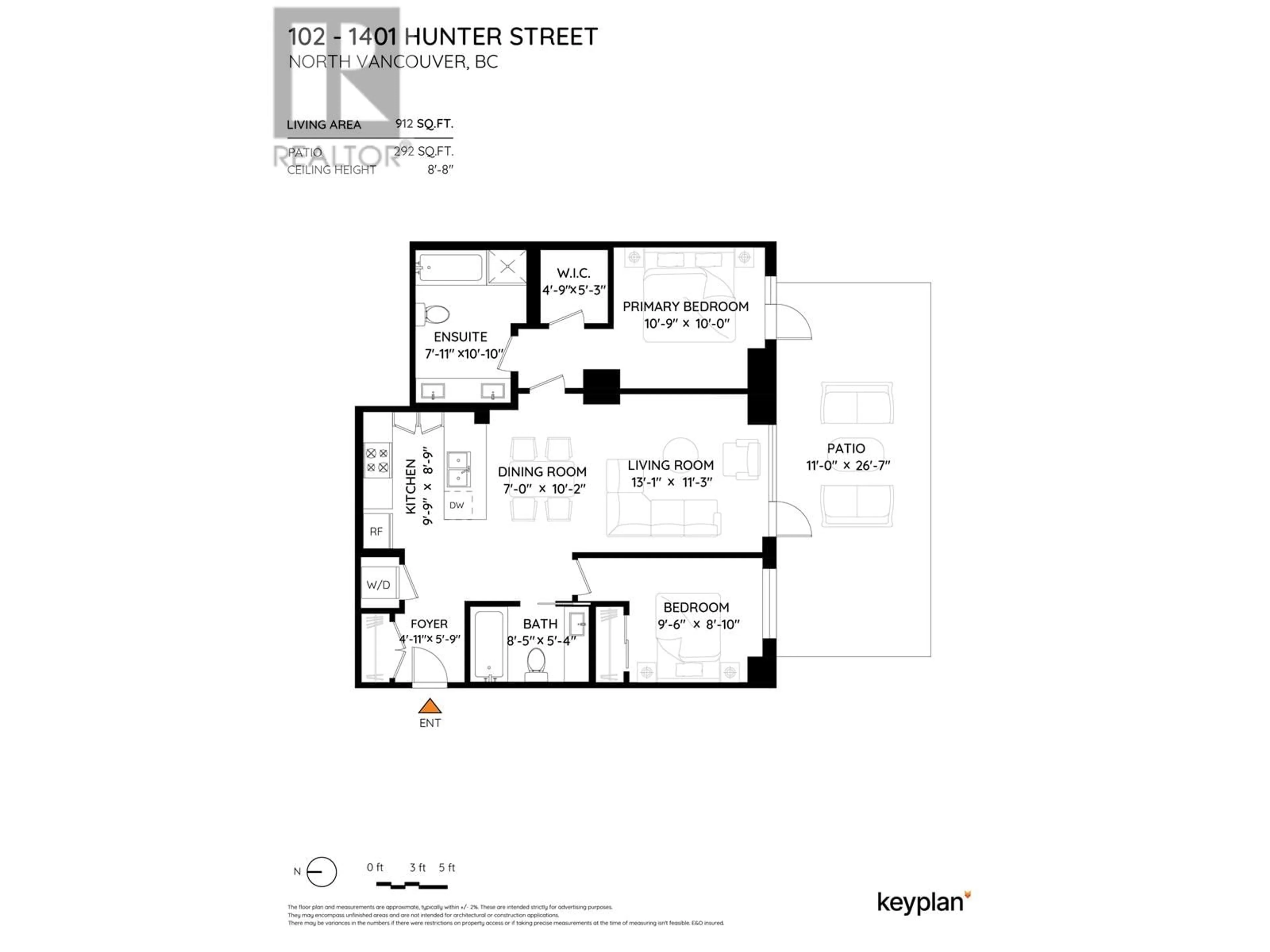 Floor plan for 102 - 1401 HUNTER STREET, North Vancouver British Columbia V7J0E2