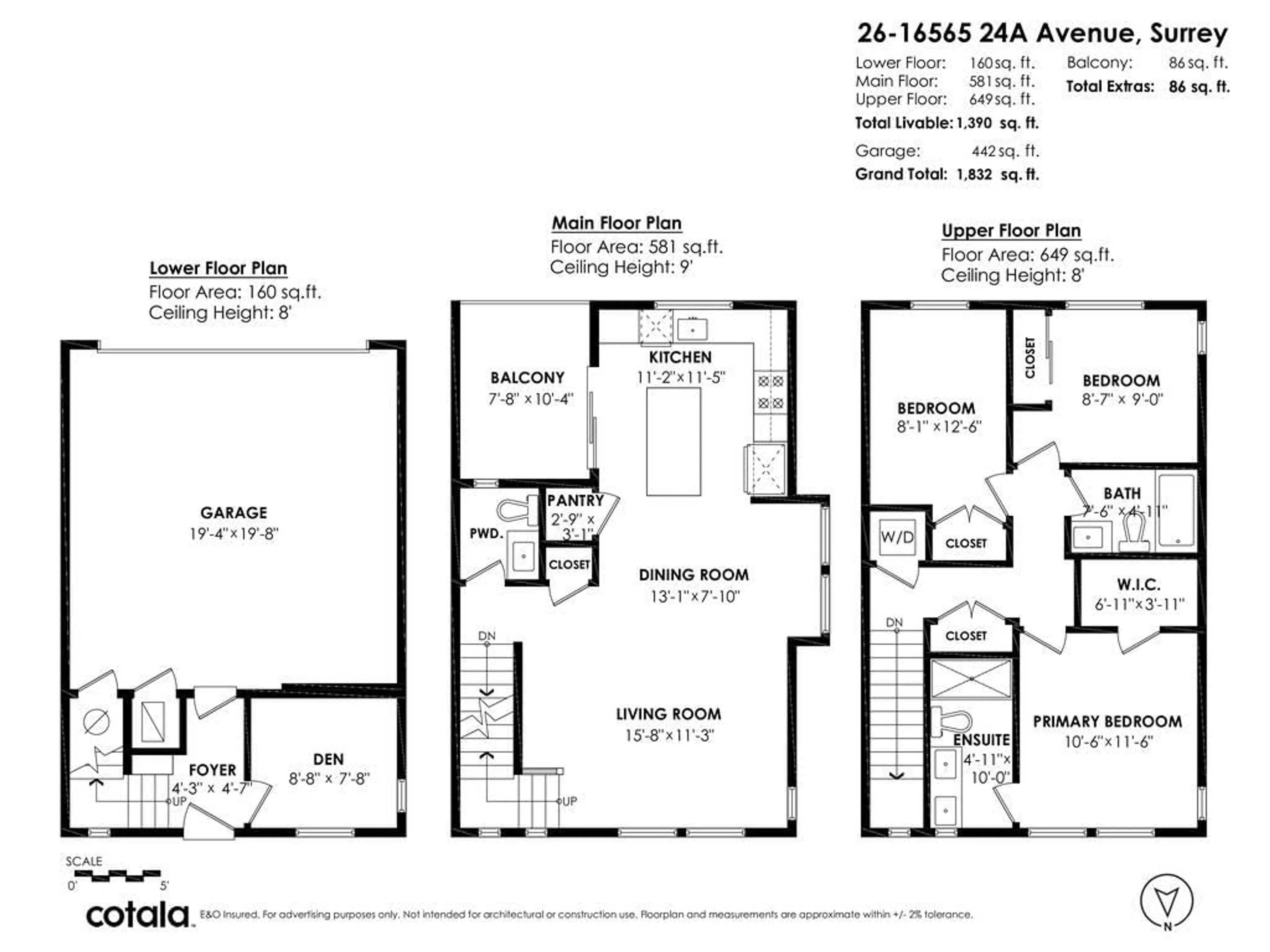 Floor plan for 26 - 16565 24A, Surrey British Columbia V3Z1H7