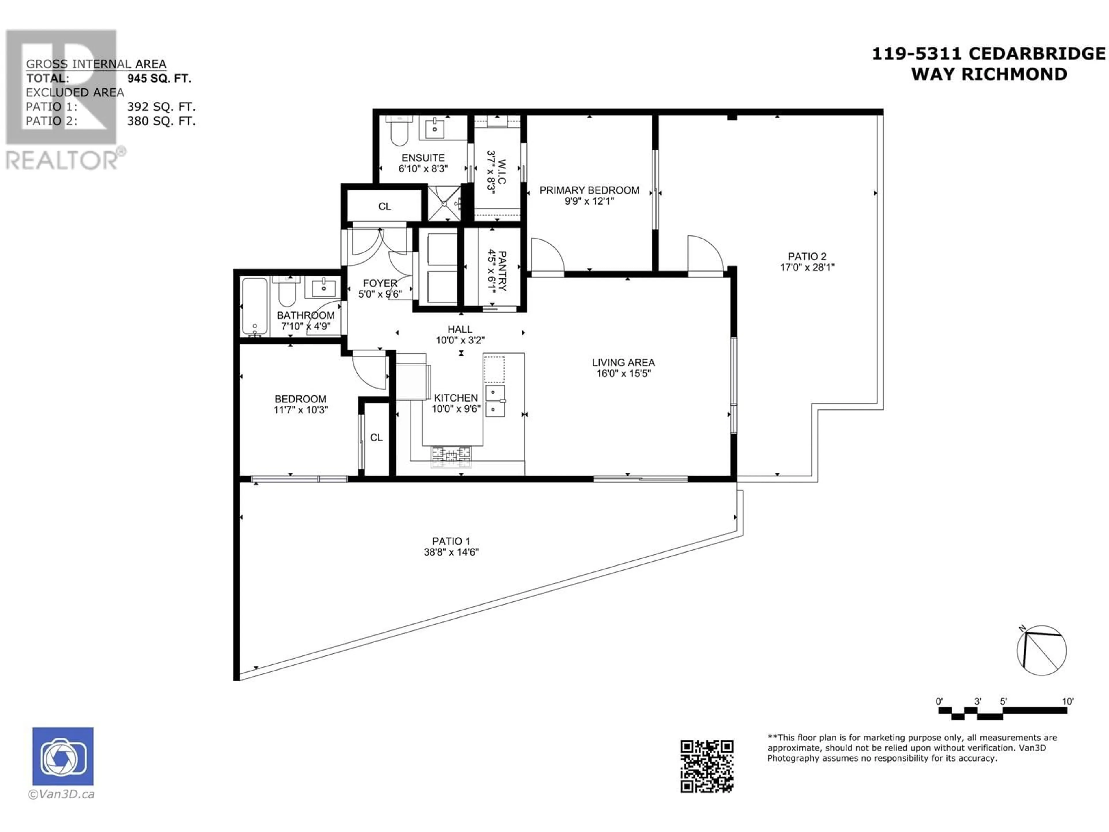 Floor plan for 119 - 5311 CEDARBRIDGE WAY, Richmond British Columbia V6X0M3
