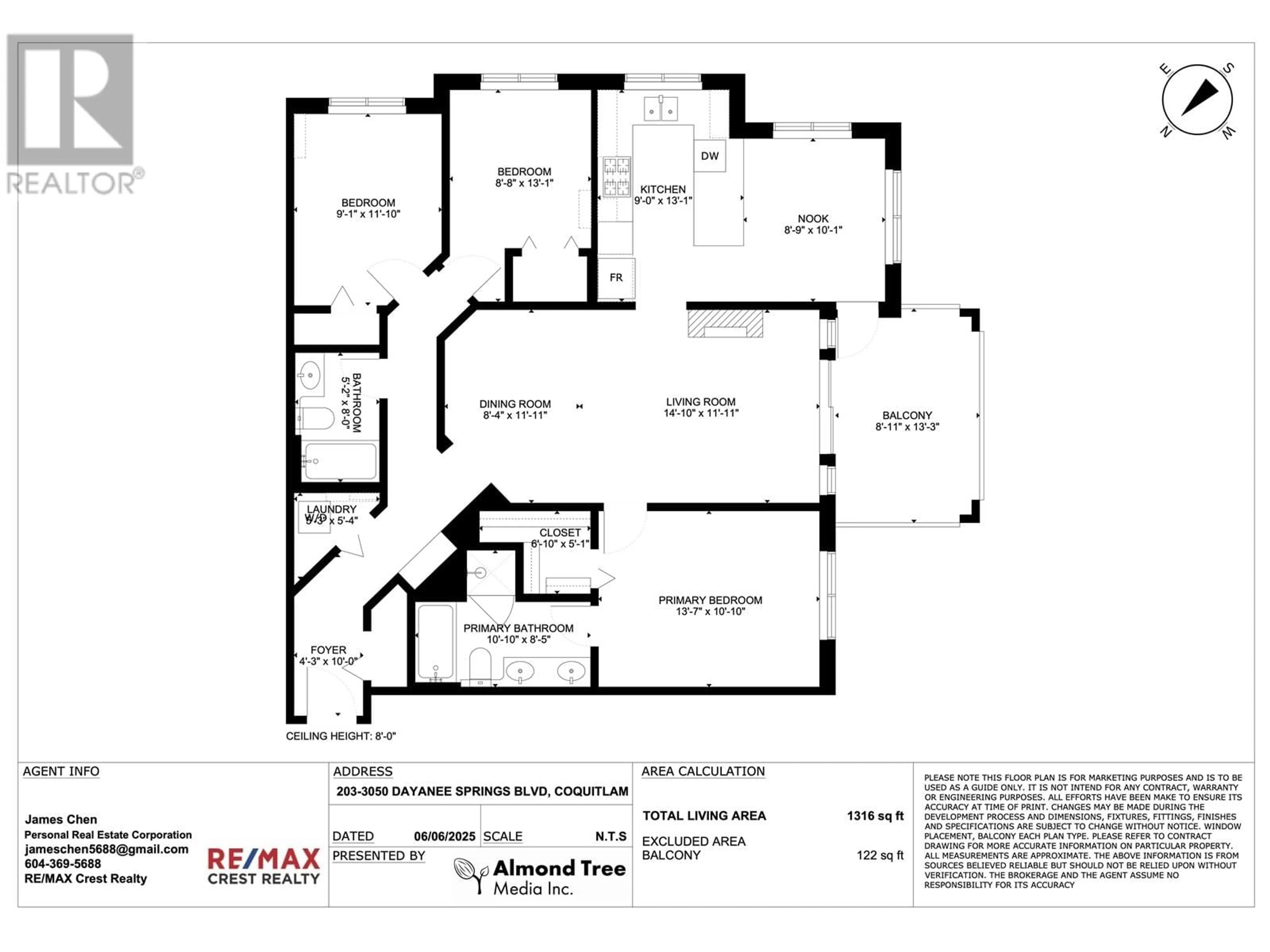 Floor plan for 203 - 3050 DAYANEE SPRINGS BOULEVARD, Coquitlam British Columbia V3E0A2