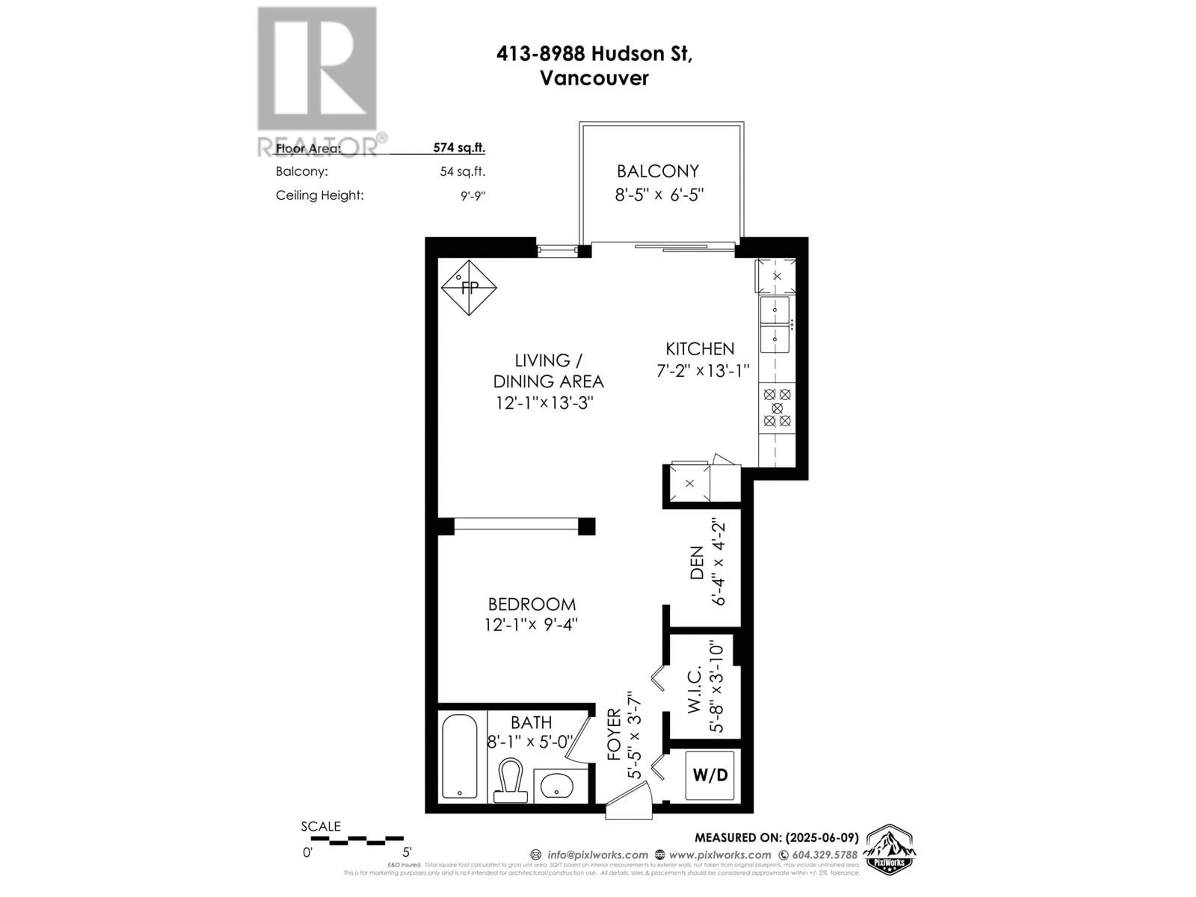 Floor plan for 413 - 8988 HUDSON STREET, Vancouver British Columbia V6P6Z1