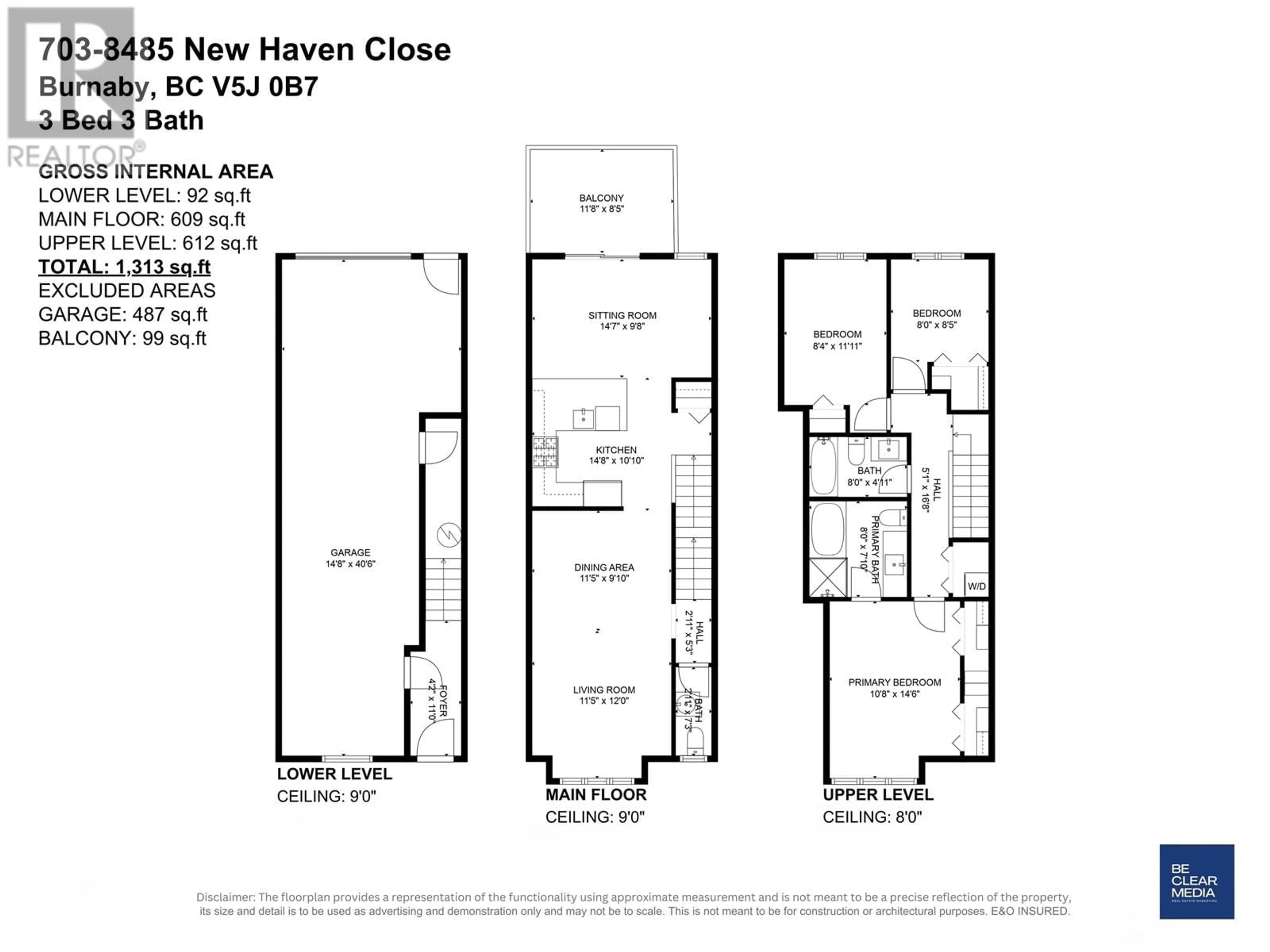 Floor plan for 703 - 8485 NEW HAVEN CLOSE, Burnaby British Columbia V5J0B7