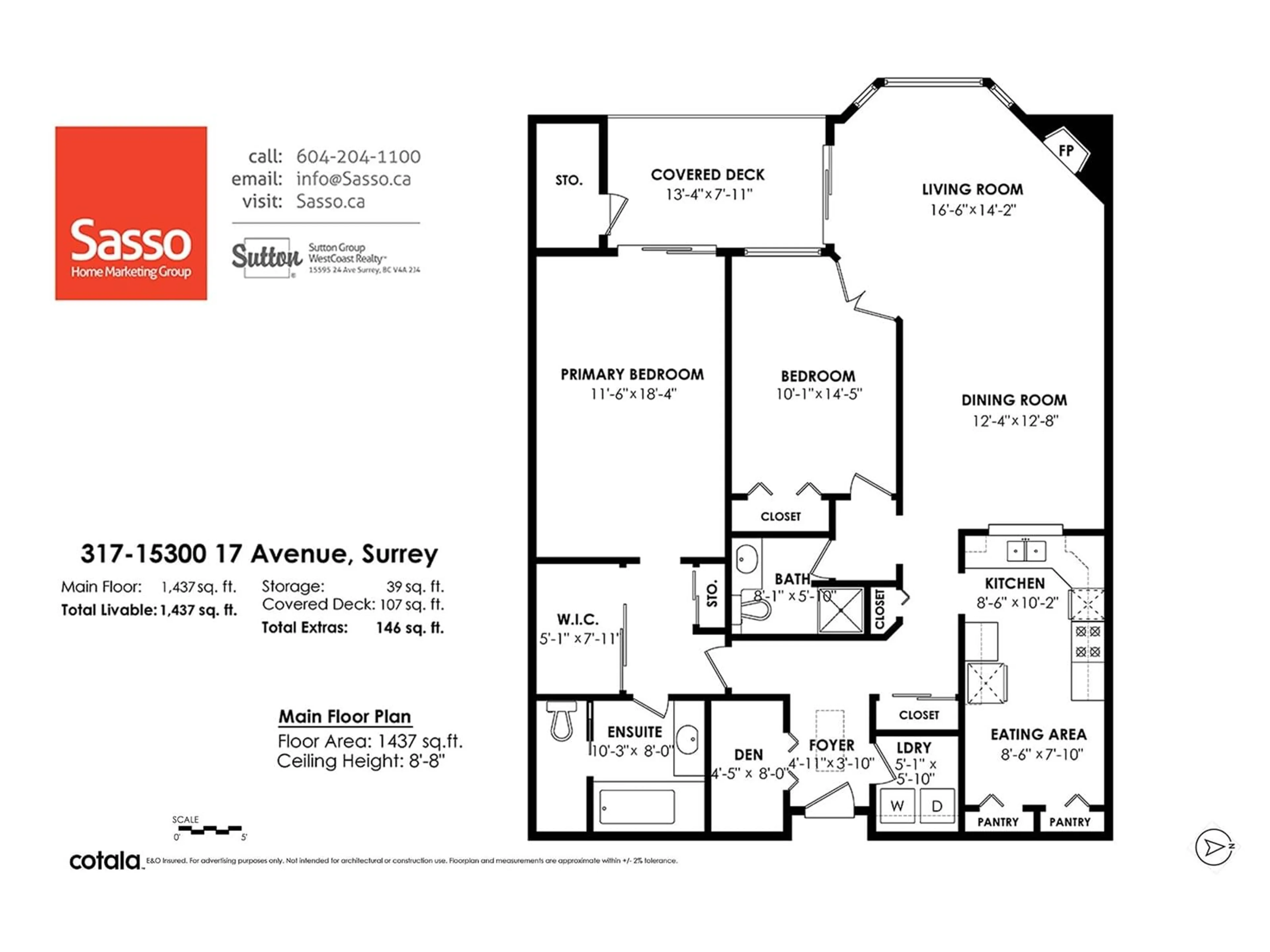 Floor plan for 317 - 15300 17, Surrey British Columbia V4A8Y6