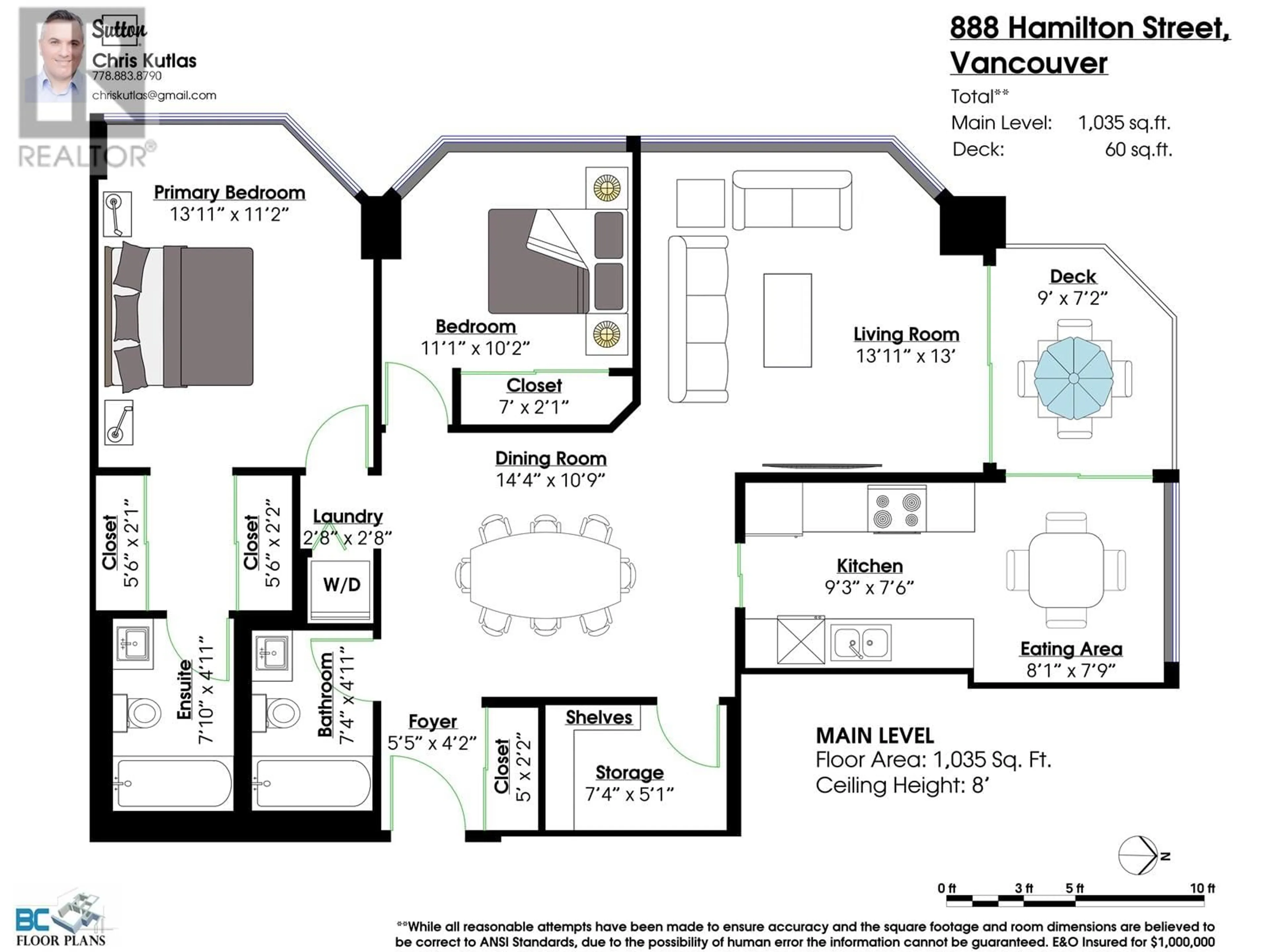 Floor plan for 2404 - 888 HAMILTON STREET, Vancouver British Columbia V6B5W4