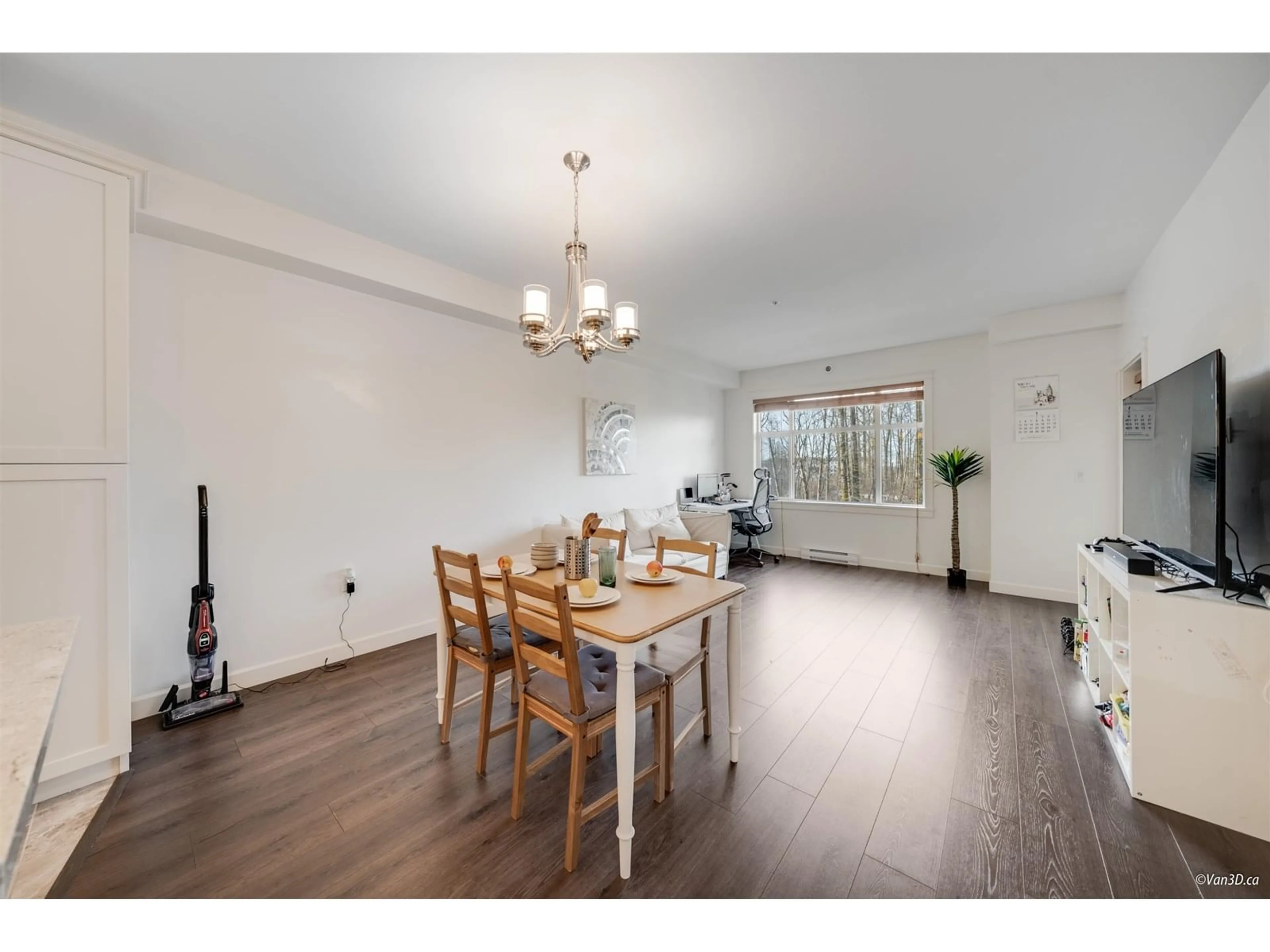 Dining room, wood/laminate floor for 303 - 8526 202B, Langley British Columbia V2Y3L3