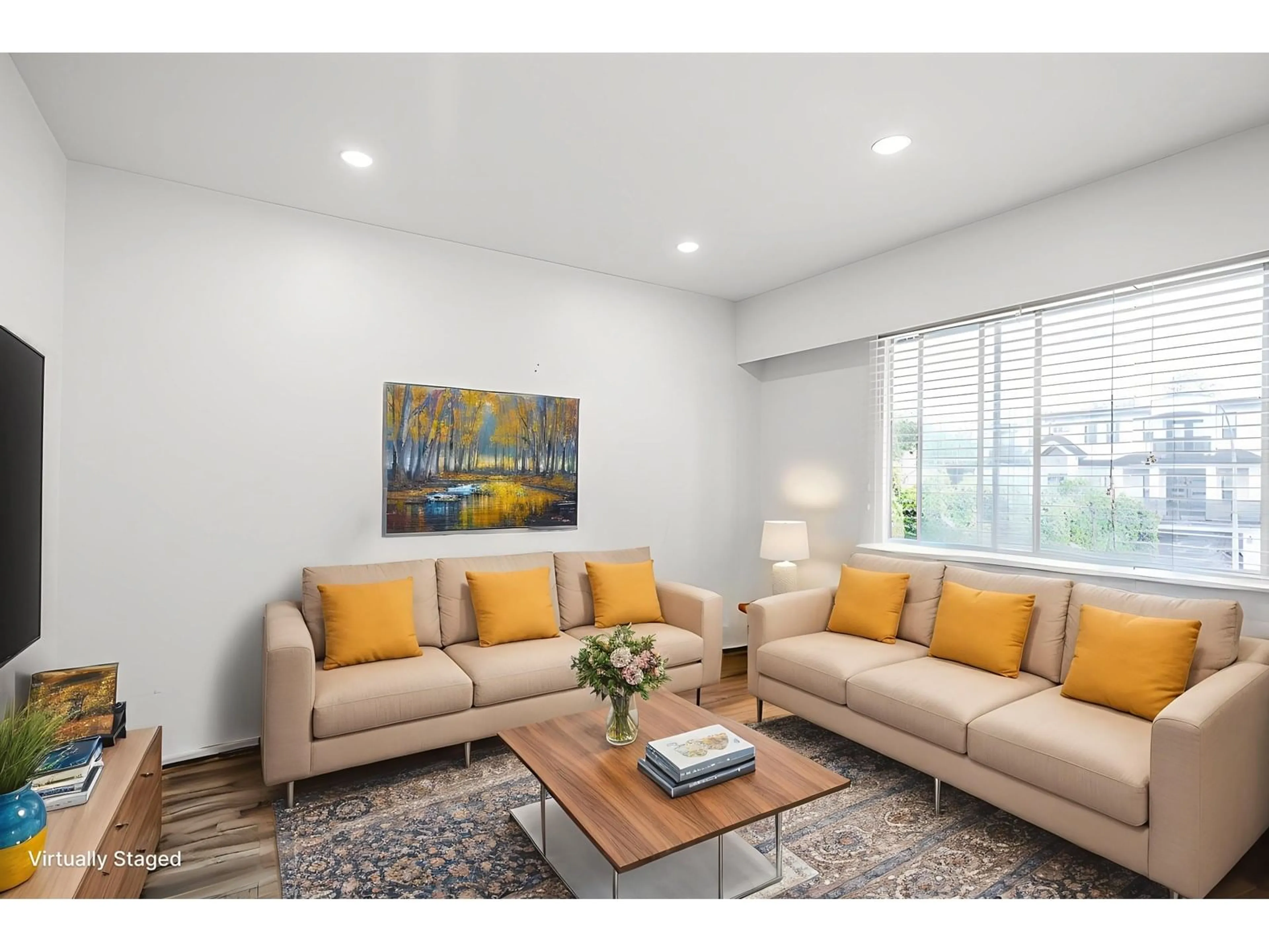 Living room with furniture, wood/laminate floor for 13421 87A, Surrey British Columbia V3W6B7