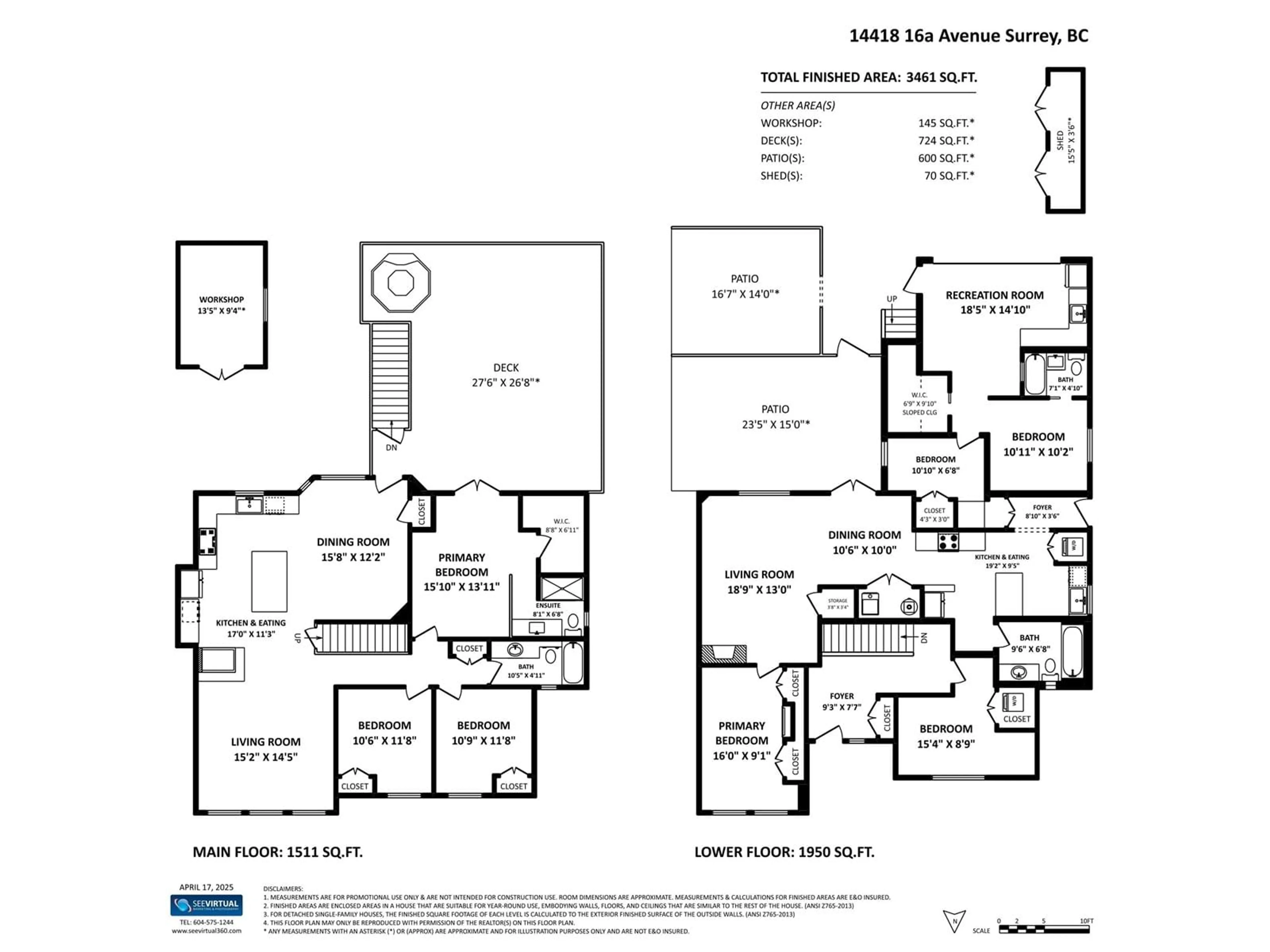 Floor plan for 14418 16A, Surrey British Columbia V4A5T8