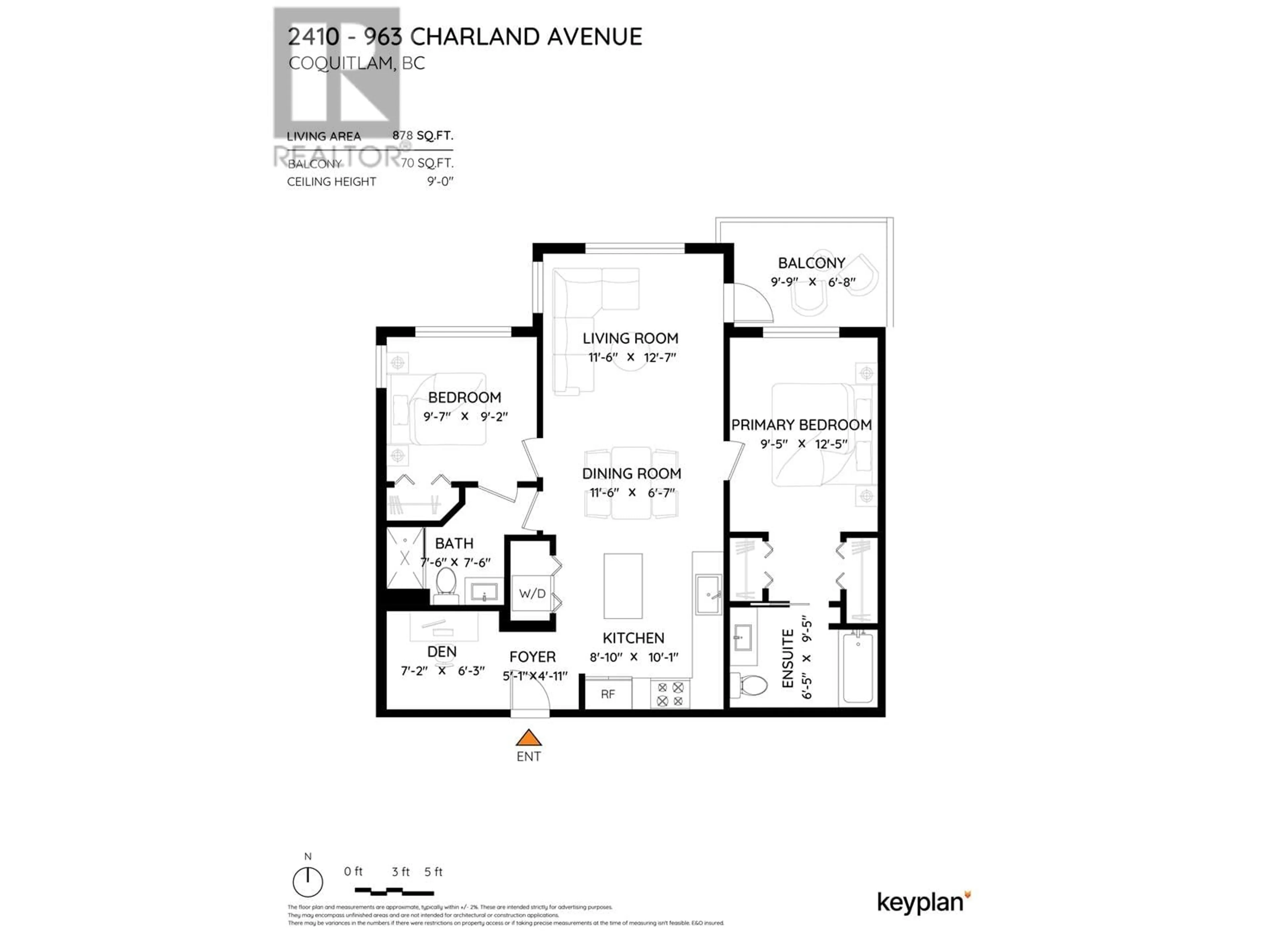 Floor plan for 2410 - 963 CHARLAND AVENUE, Coquitlam British Columbia V3K0E2
