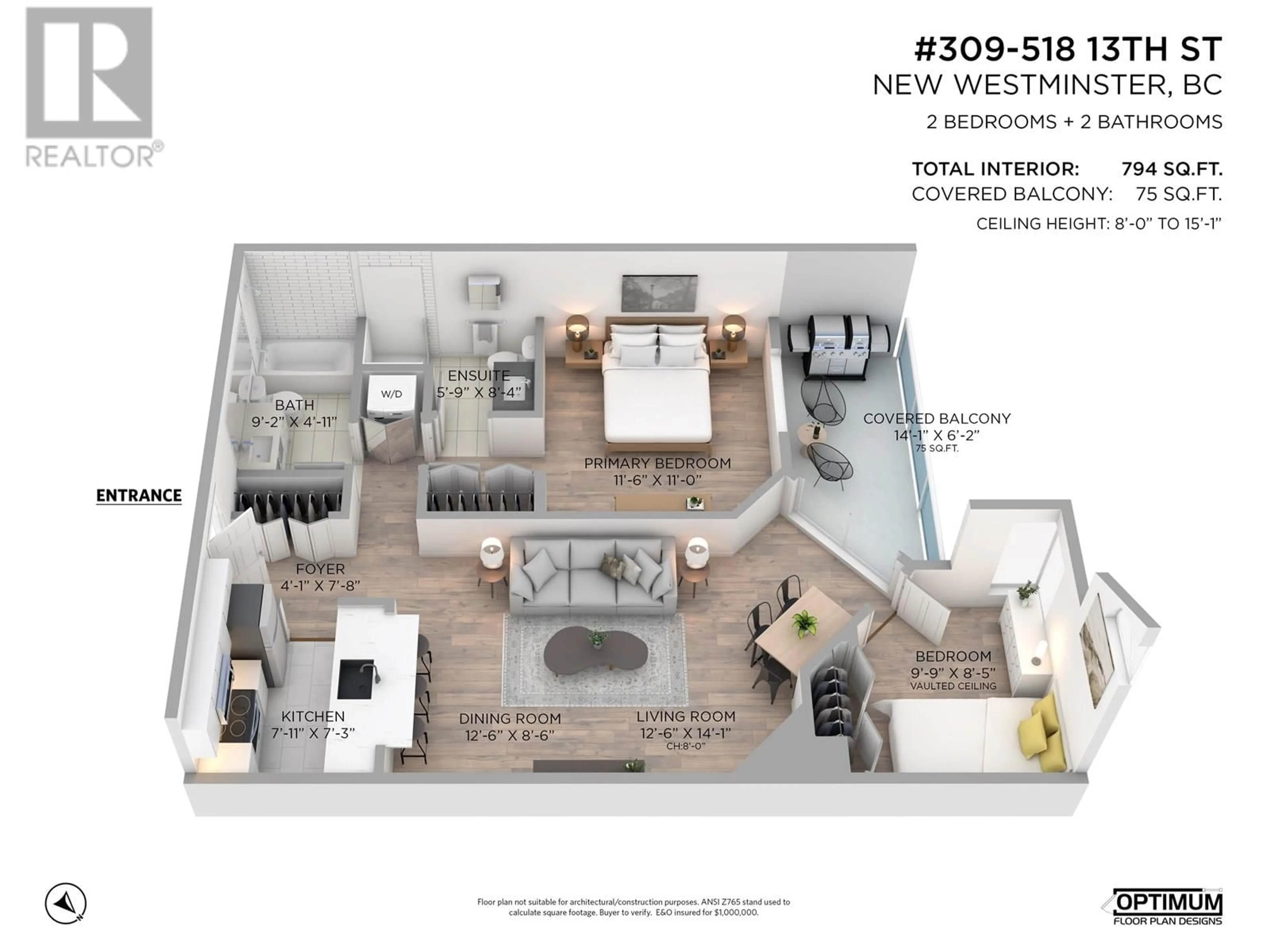 Floor plan for 309 - 518 THIRTEENTH STREET, New Westminster British Columbia V3M4L9