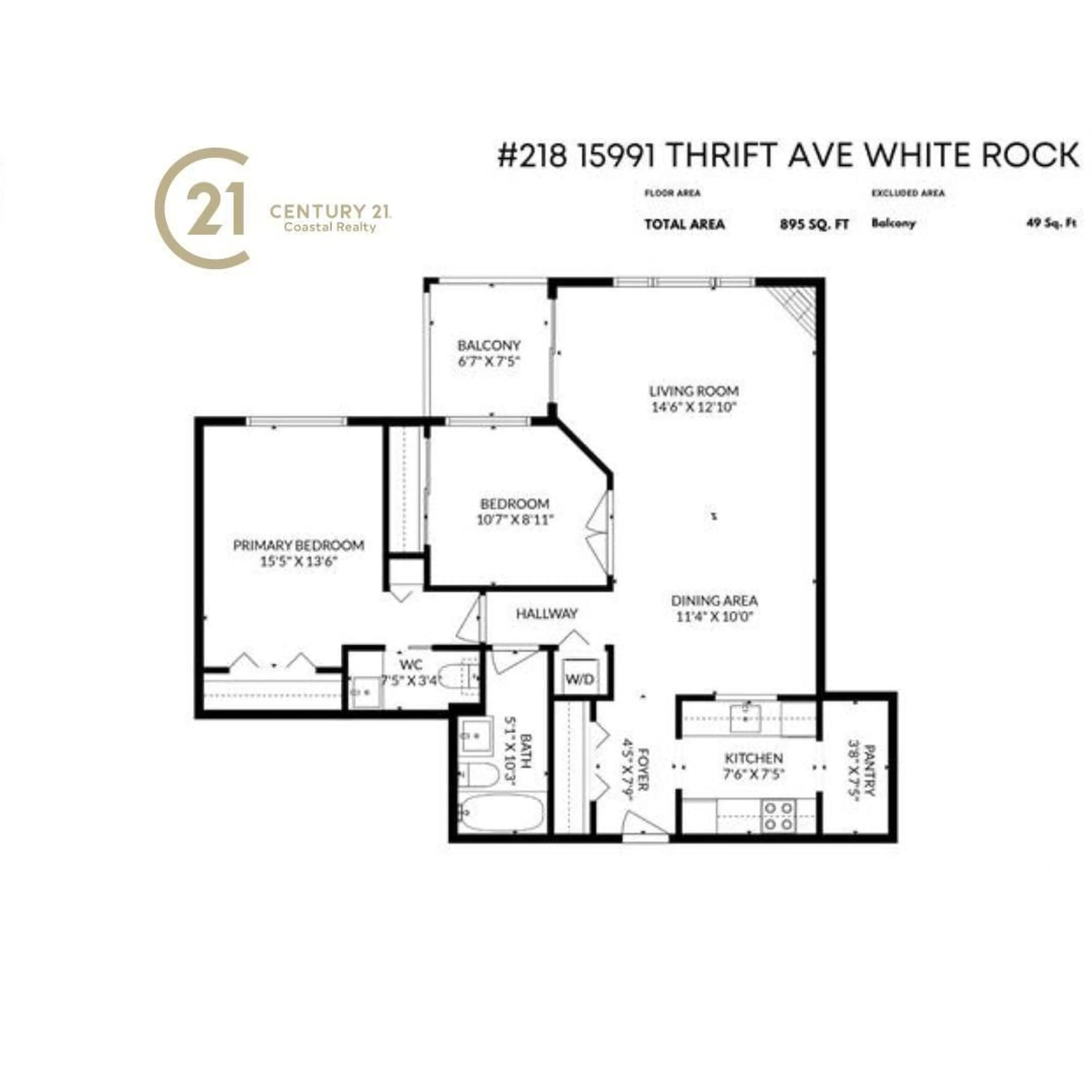 Floor plan for 218 - 15991 THRIFT, Surrey British Columbia V4B2M9