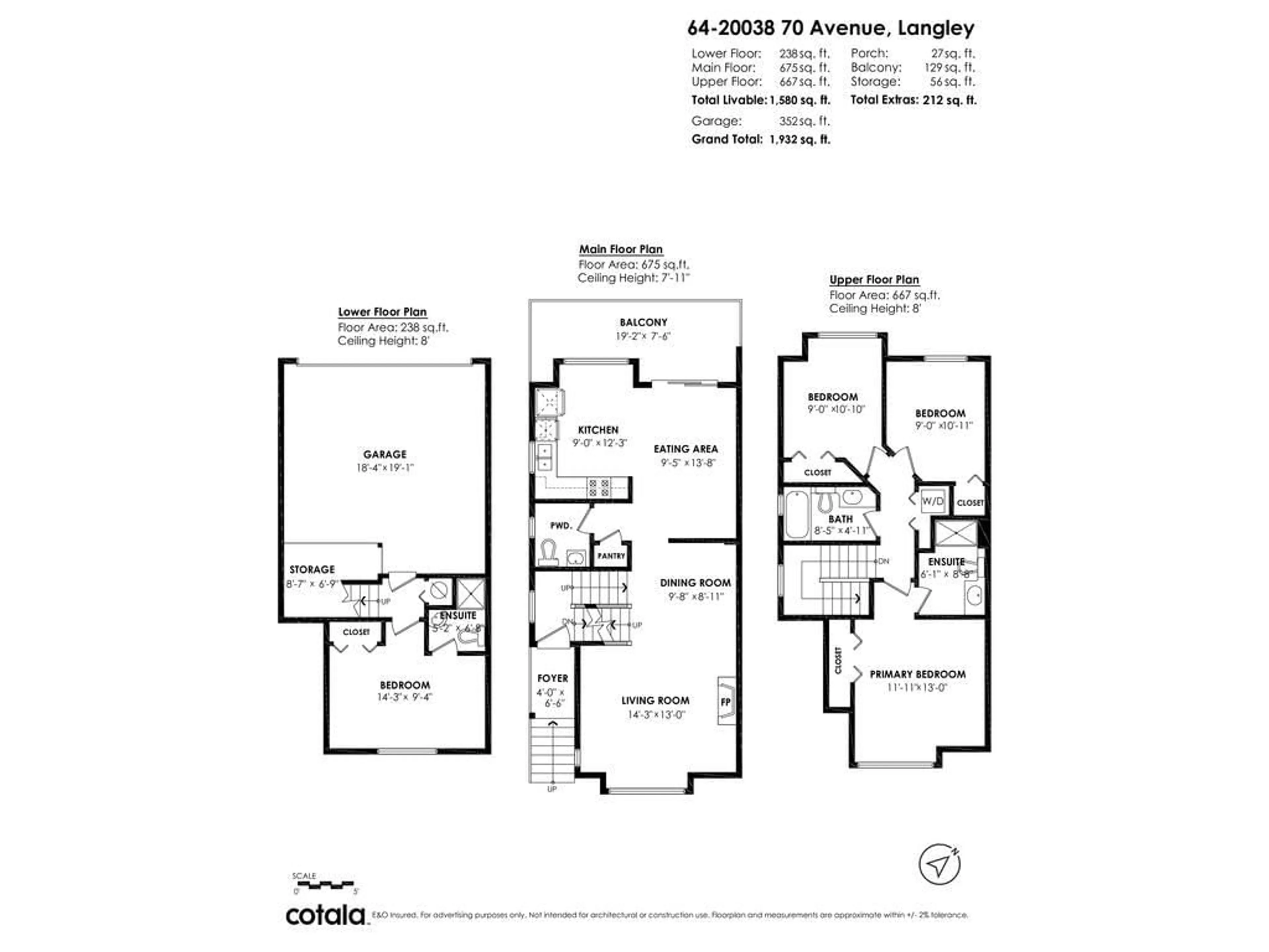 Floor plan for 64 - 20038 70, Langley British Columbia V2Y0B4