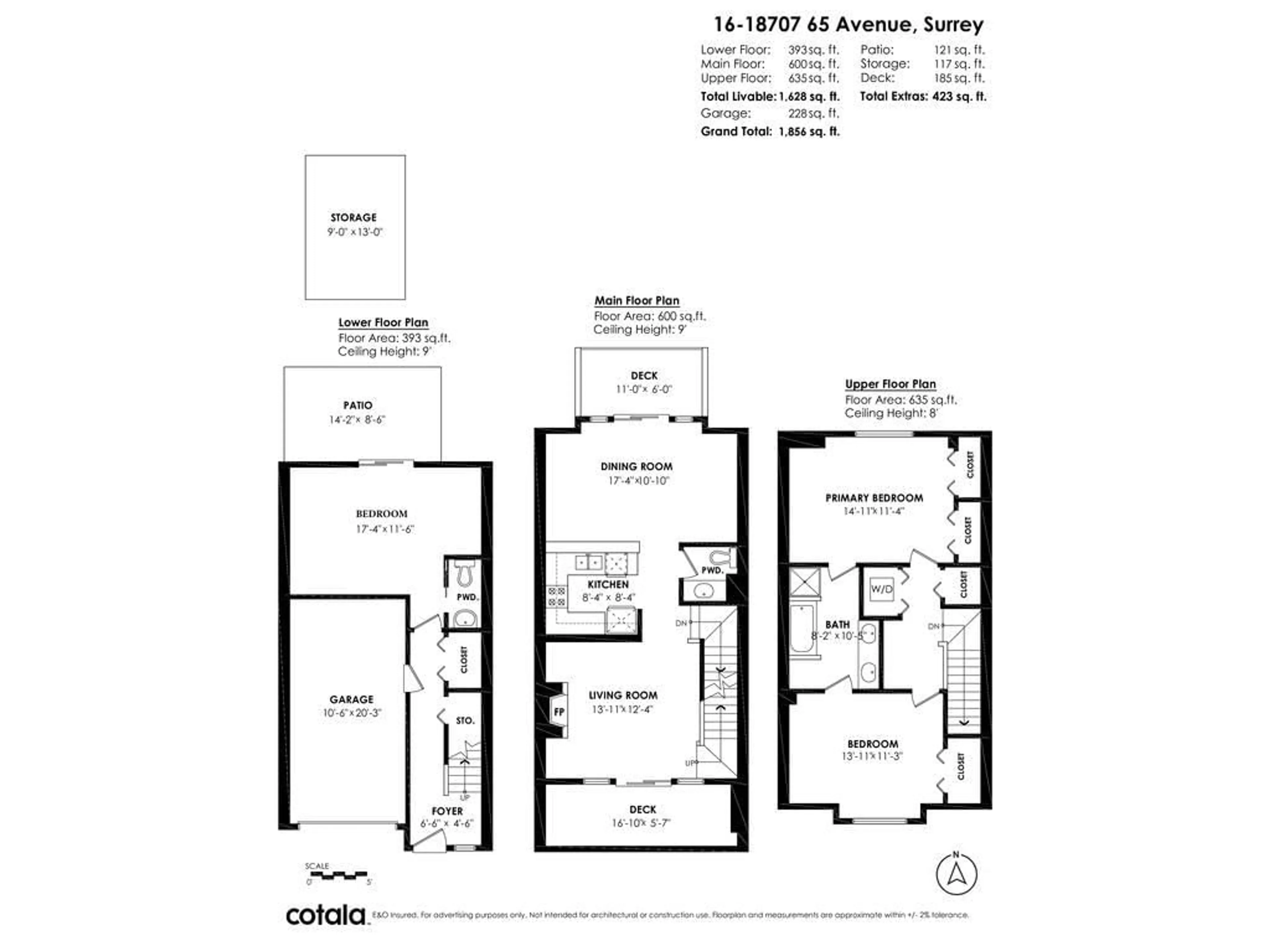 Floor plan for 16 - 18707 65, Surrey British Columbia V3S9H2