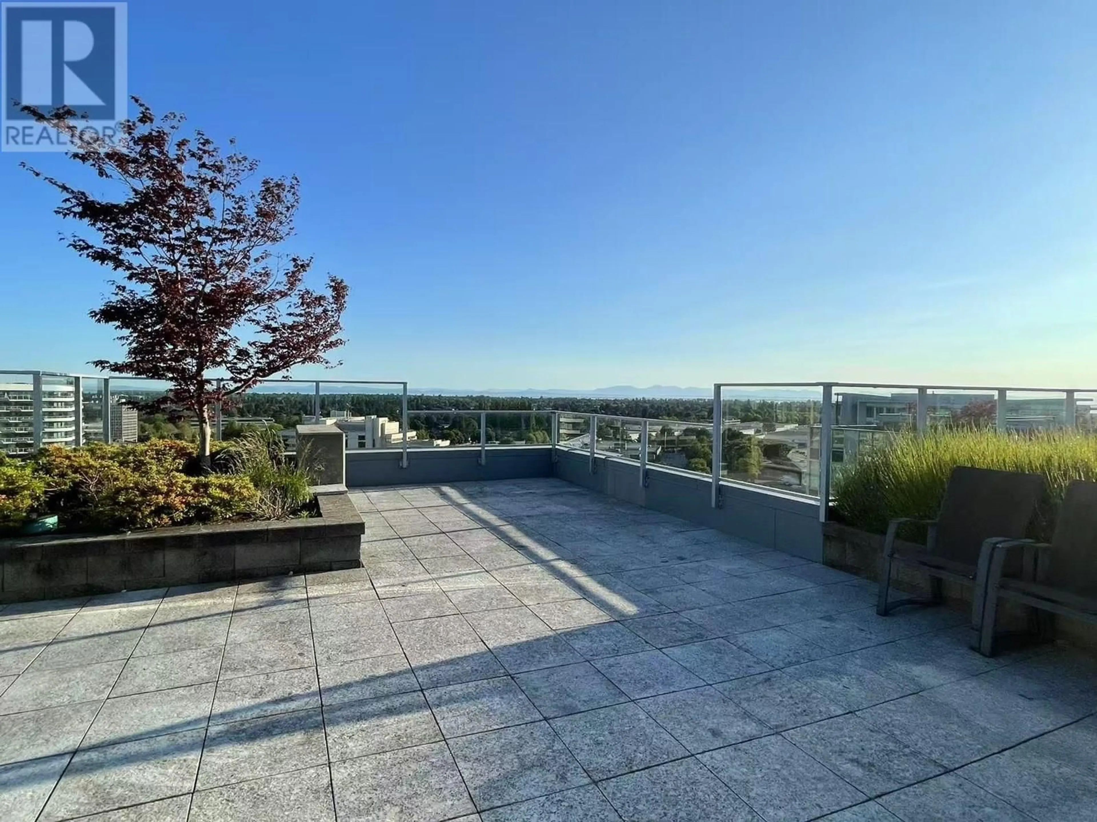 Patio, city buildings view from balcony for 1802 - 7488 LANSDOWNE ROAD, Richmond British Columbia V7C0B9