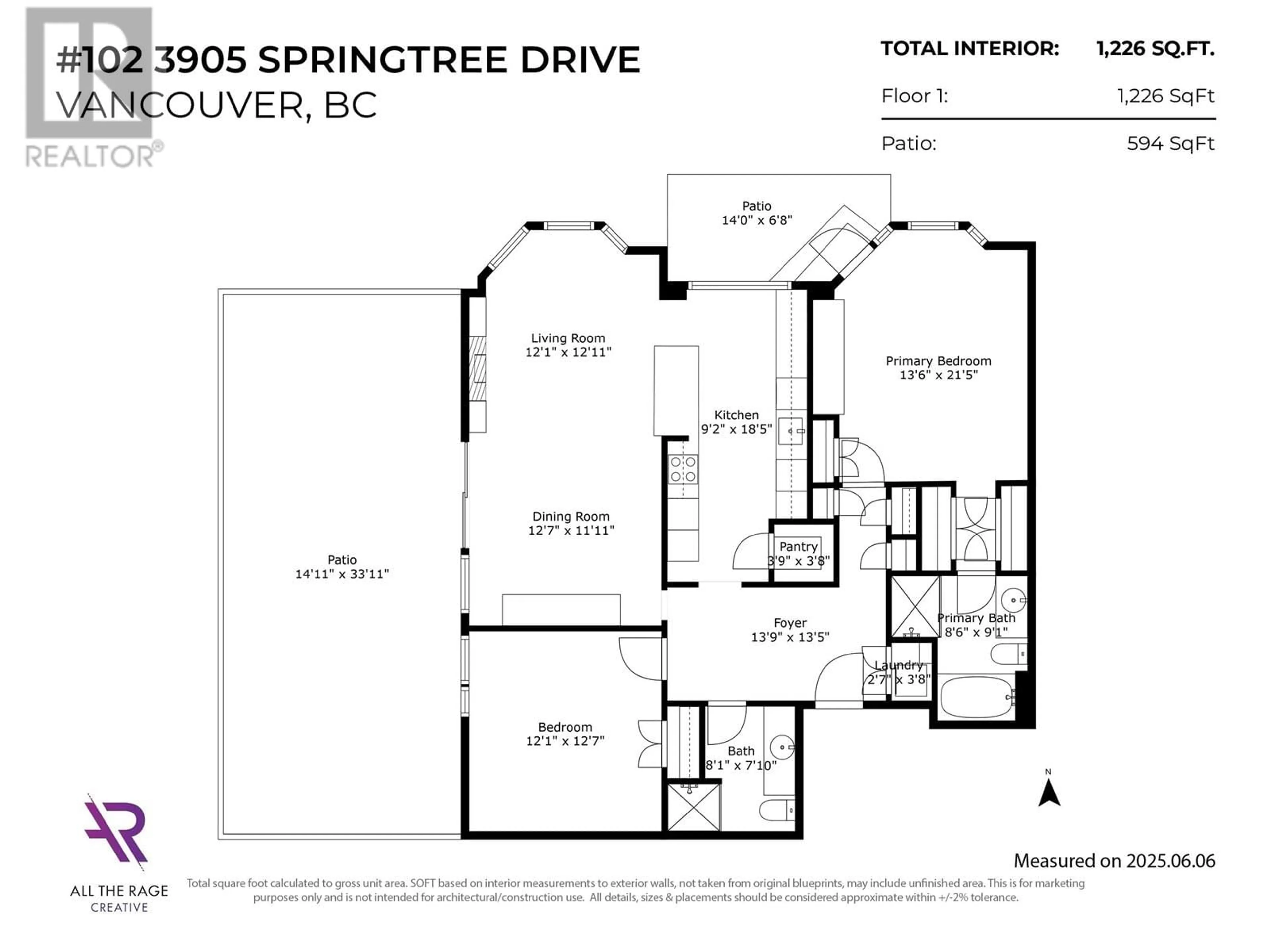 Floor plan for 102 - 3905 SPRINGTREE DRIVE, Vancouver British Columbia V6L3E2