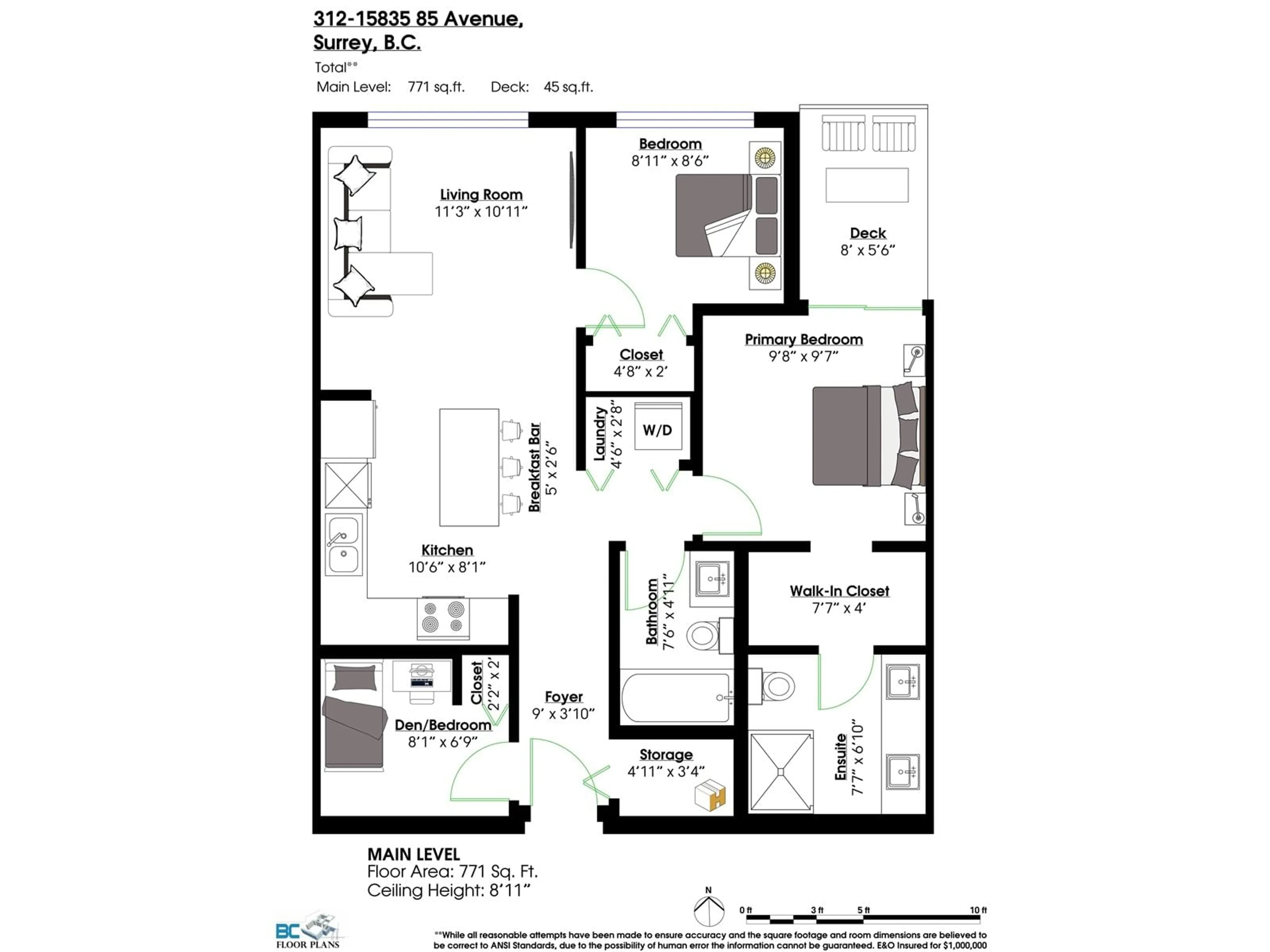 Floor plan for 312 - 15835 85, Surrey British Columbia V4N6W6