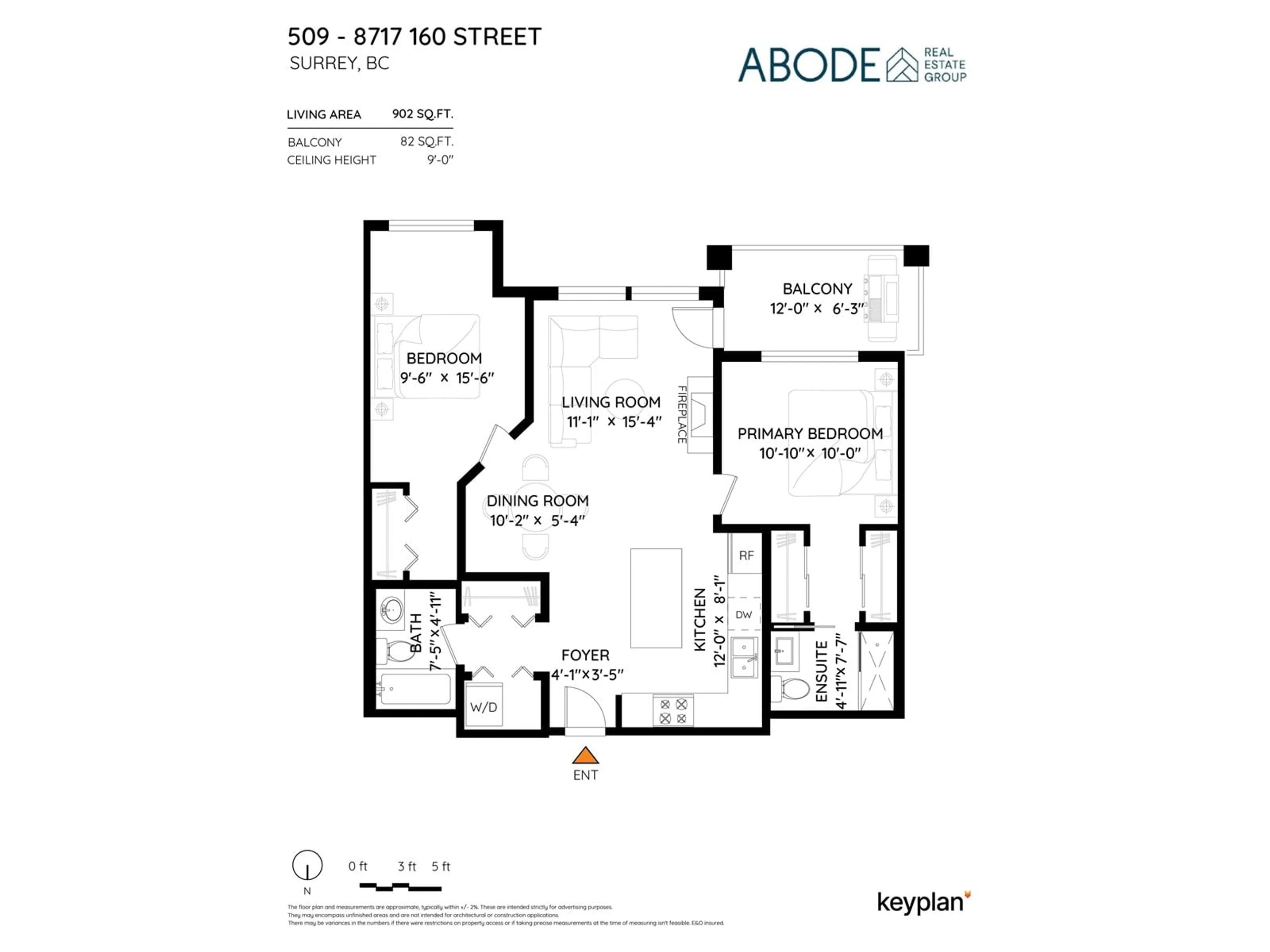 Floor plan for 509 - 8717 160, Surrey British Columbia V4N5X7