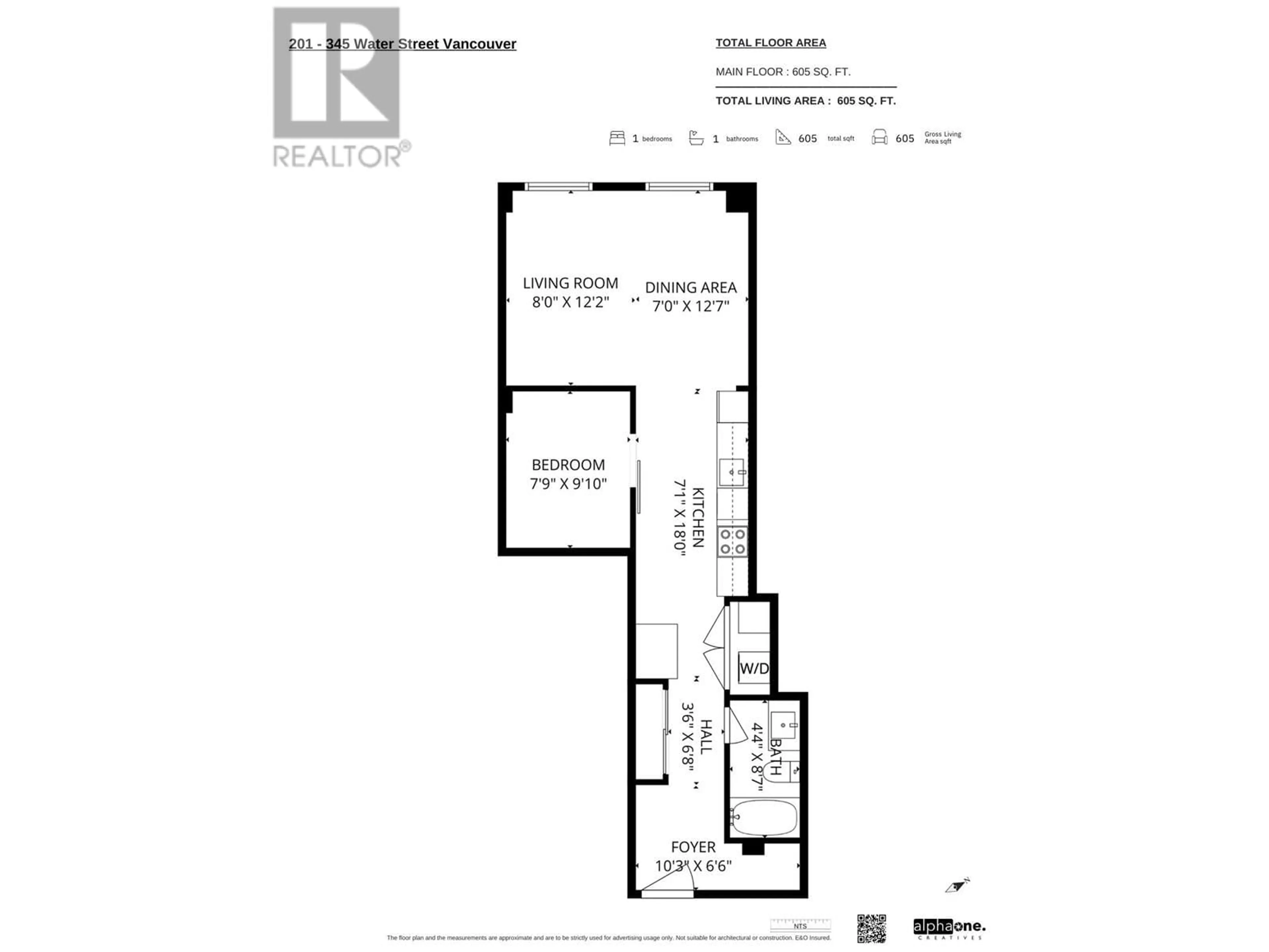 Floor plan for 201 - 345 WATER STREET, Vancouver British Columbia V6B1B8
