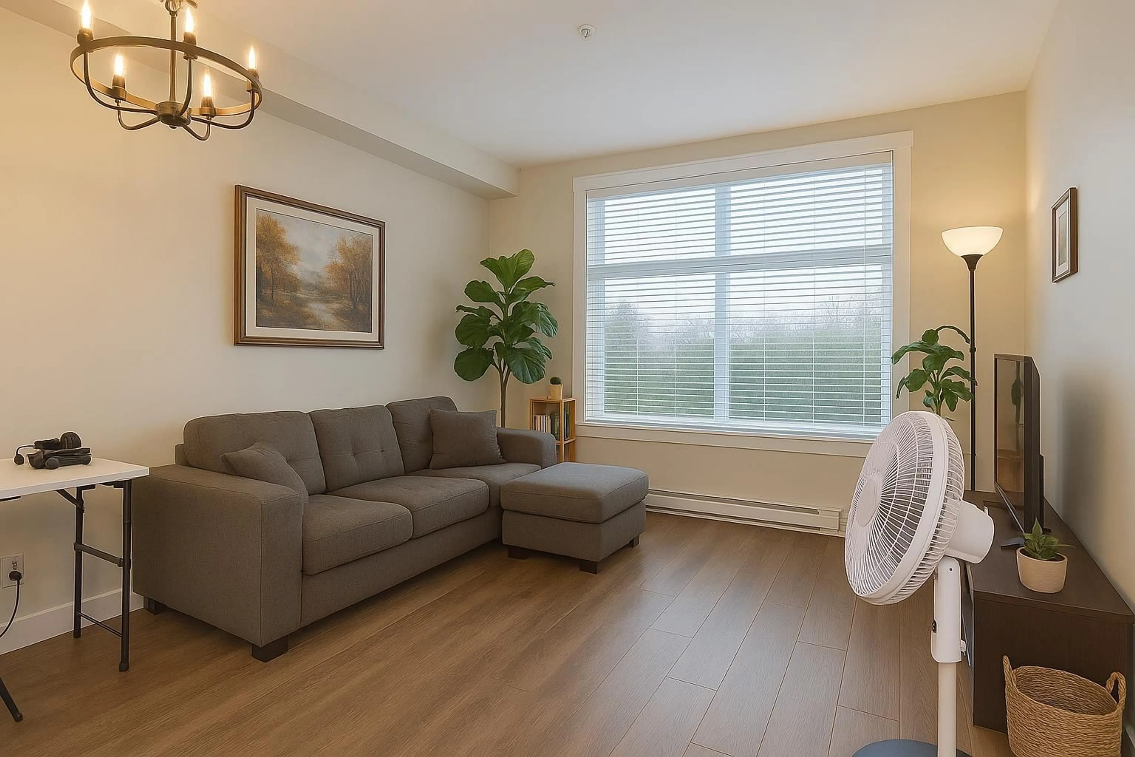 Living room with furniture, wood/laminate floor for 325 - 11077 RAVINE, Surrey British Columbia V3T0R7