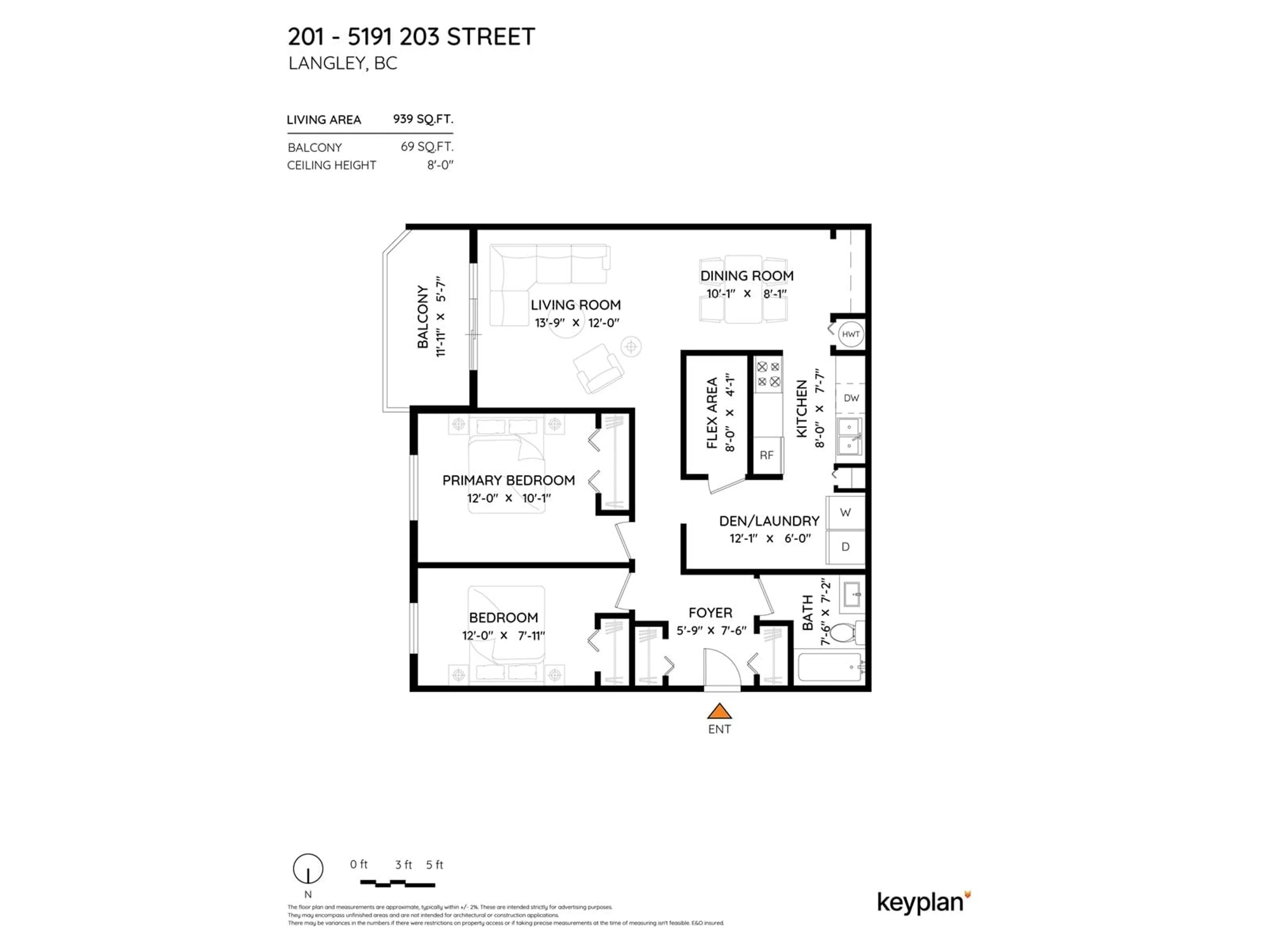 Floor plan for 201 - 5191 203, Langley British Columbia V3A1V6