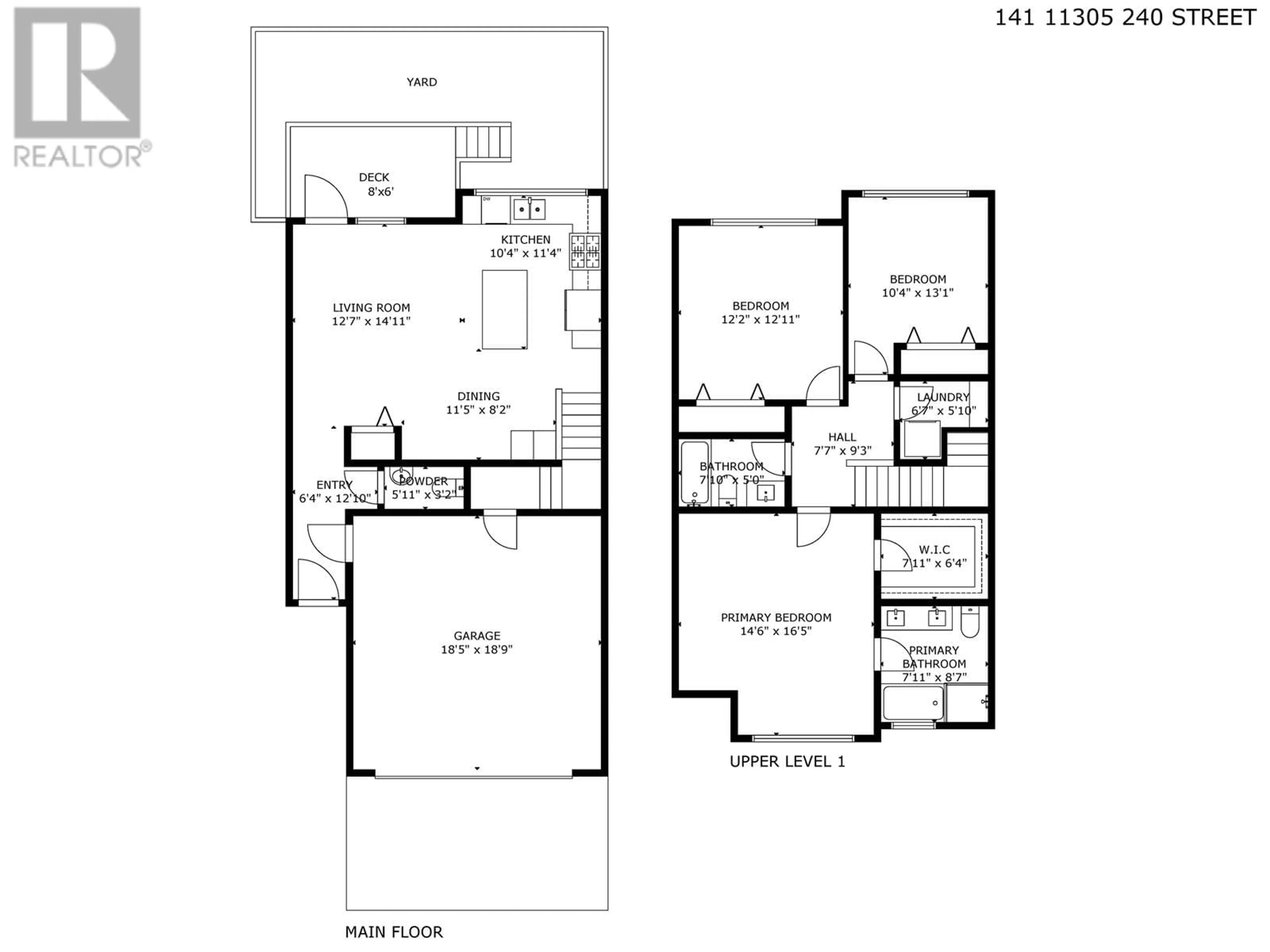 Floor plan for 141 - 11305 240 STREET, Maple Ridge British Columbia V2W0J1