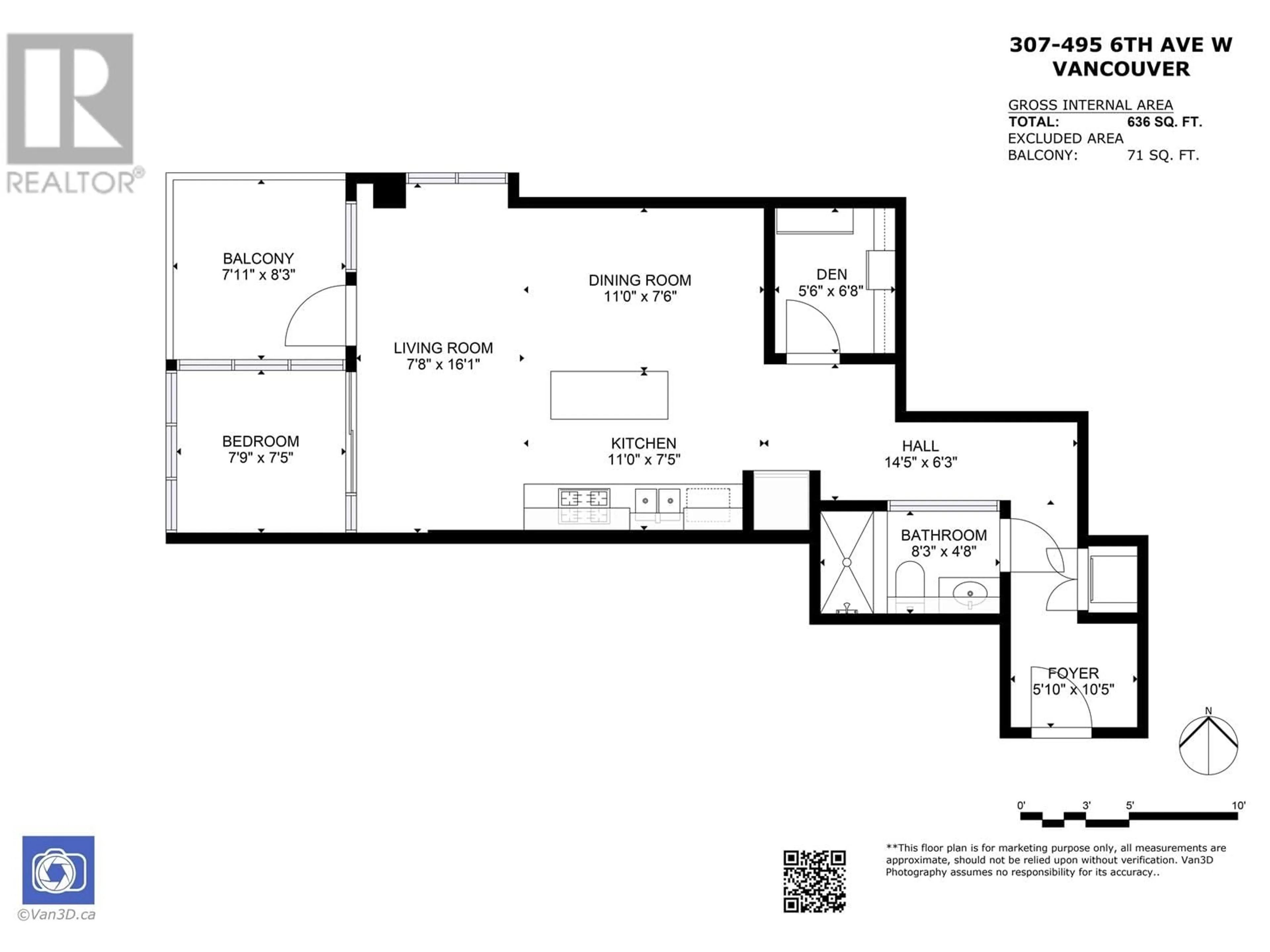 Floor plan for 307 - 495 6TH AVENUE, Vancouver British Columbia V5Y1L3