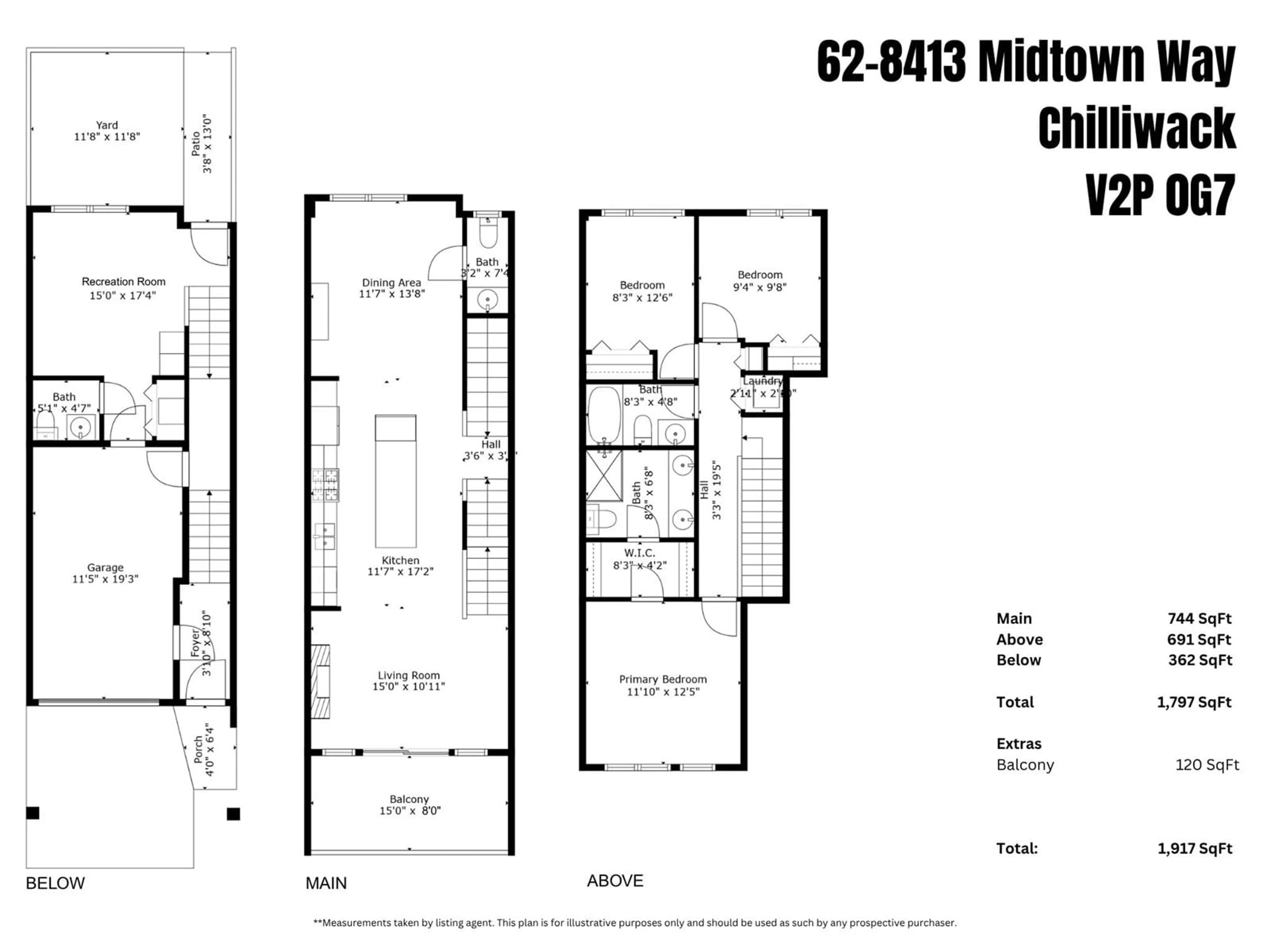 Floor plan for 62 - 8413 MIDTOWN WAY, Chilliwack British Columbia V2P0G7