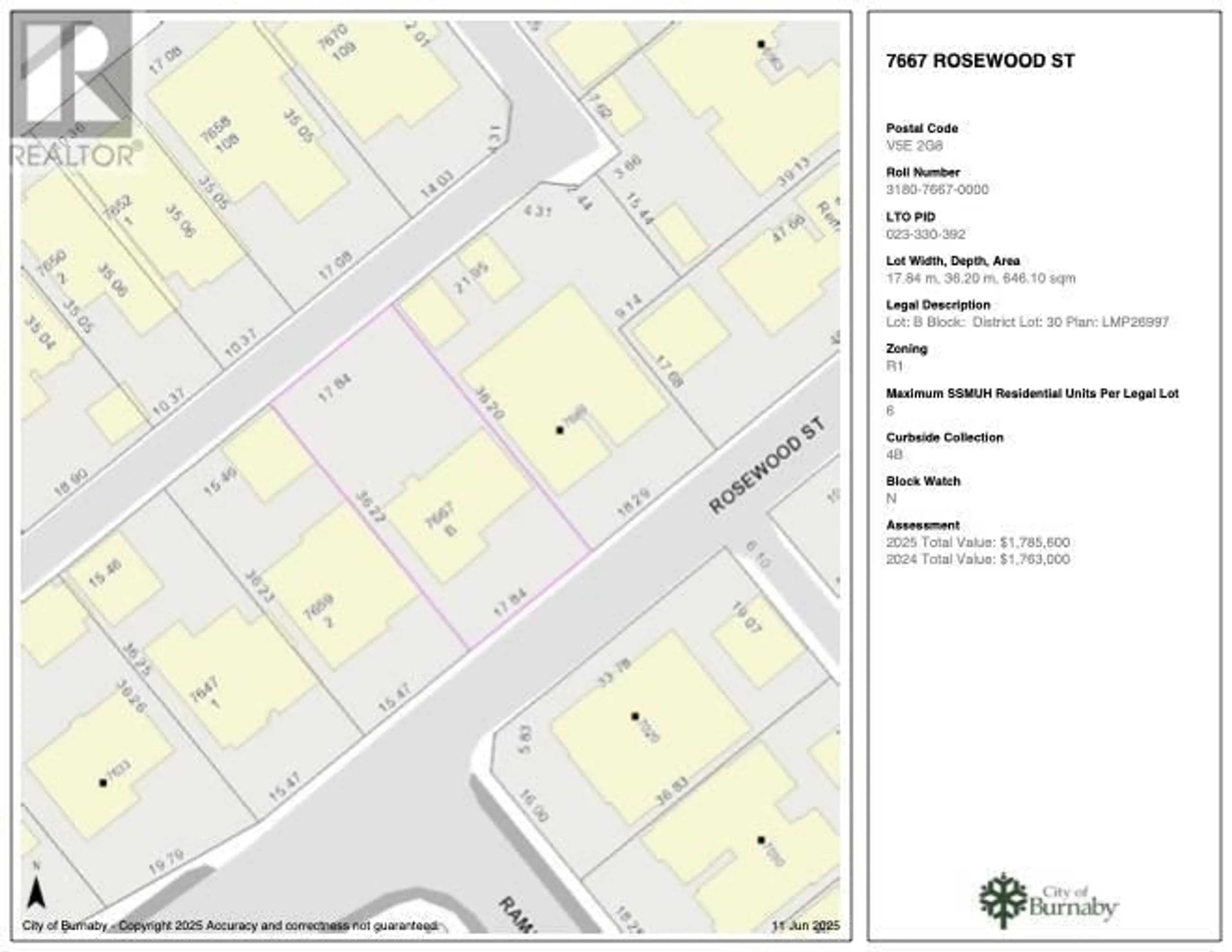 Floor plan for 7667 ROSEWOOD STREET, Burnaby British Columbia V5E2G8