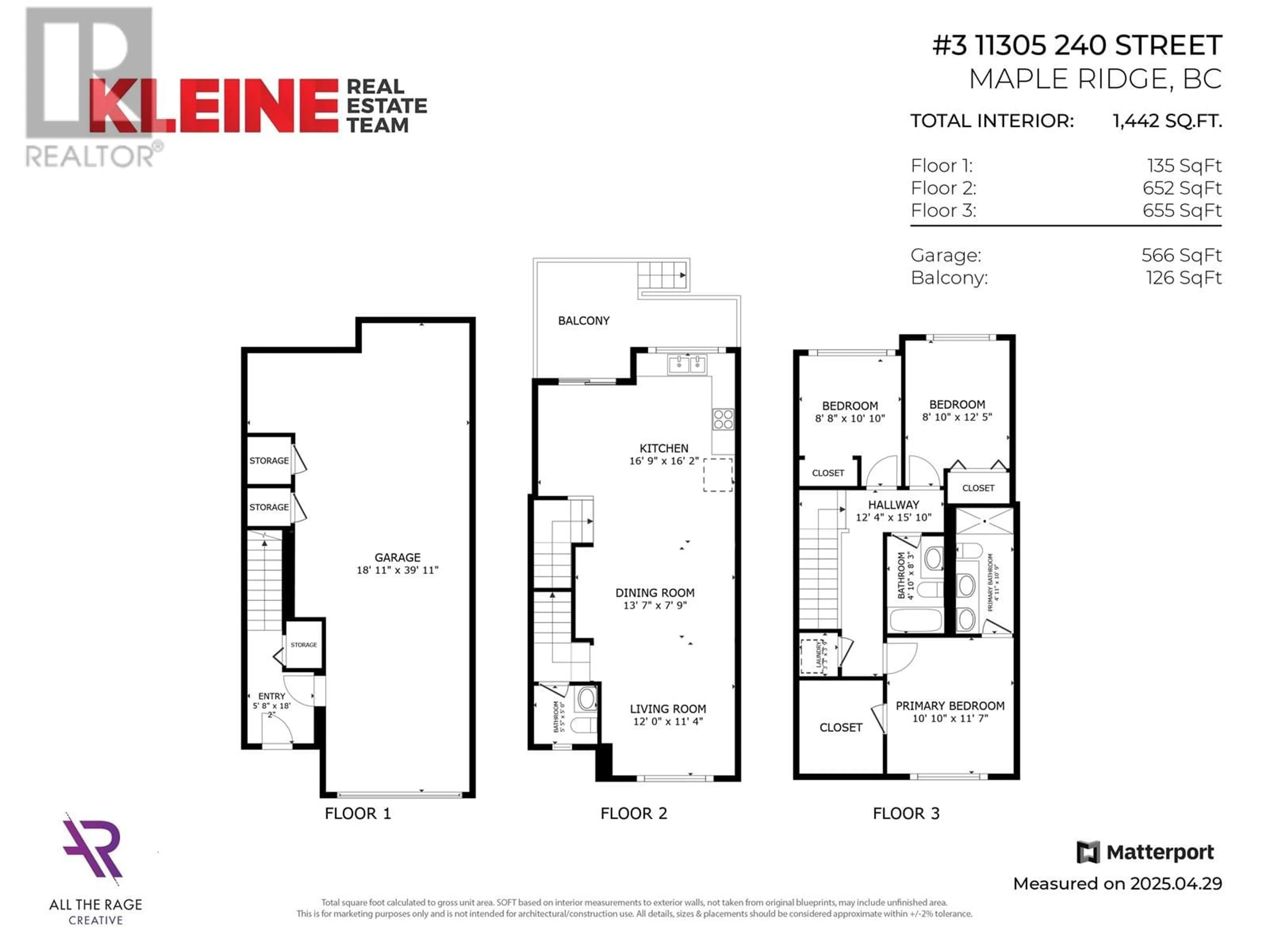 Floor plan for 3 - 11305 240 STREET, Maple Ridge British Columbia V2W0J1
