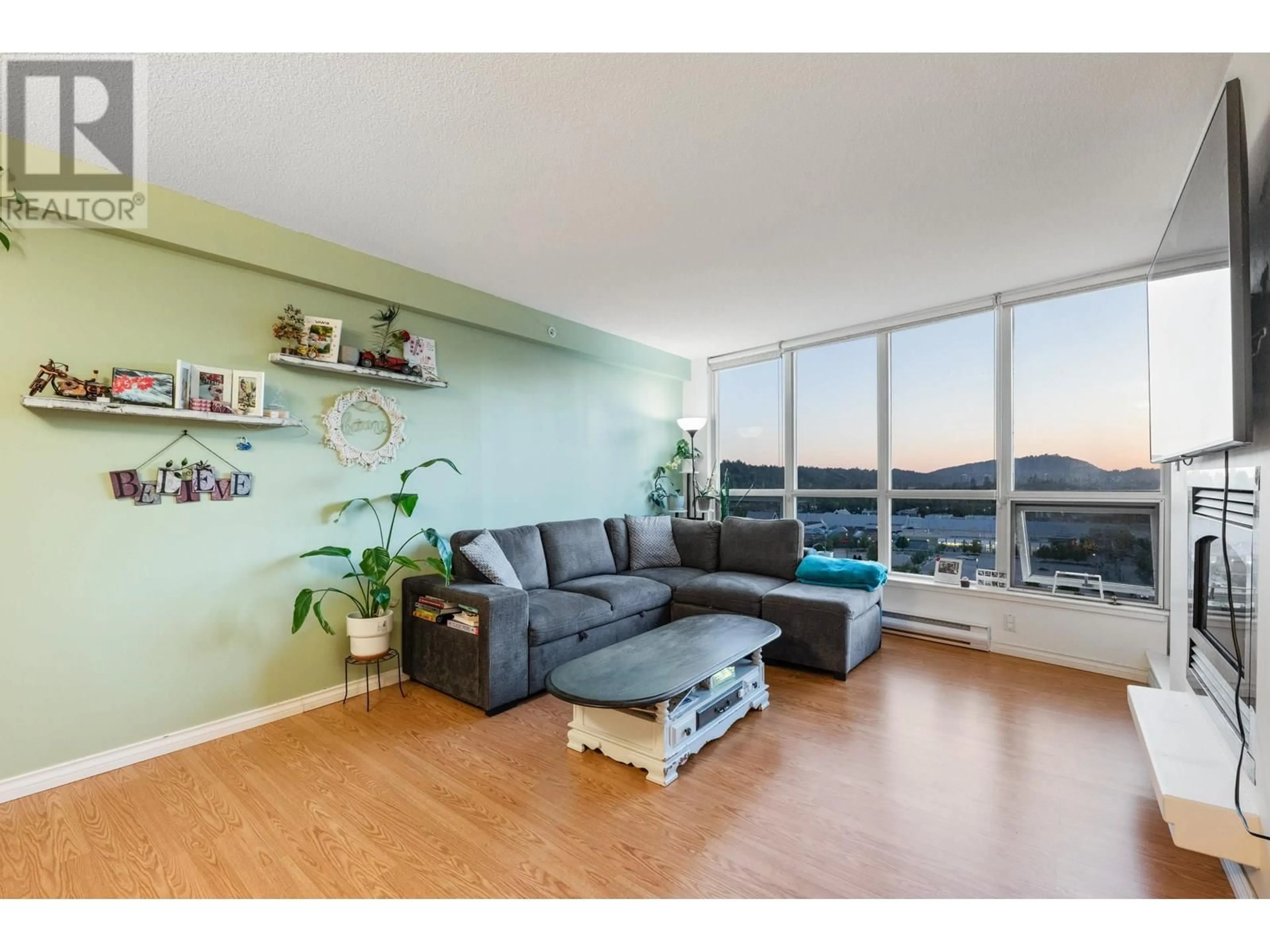 Living room with furniture, wood/laminate floor for 1506 - 1148 HEFFLEY CRESCENT, Coquitlam British Columbia V3B8A6
