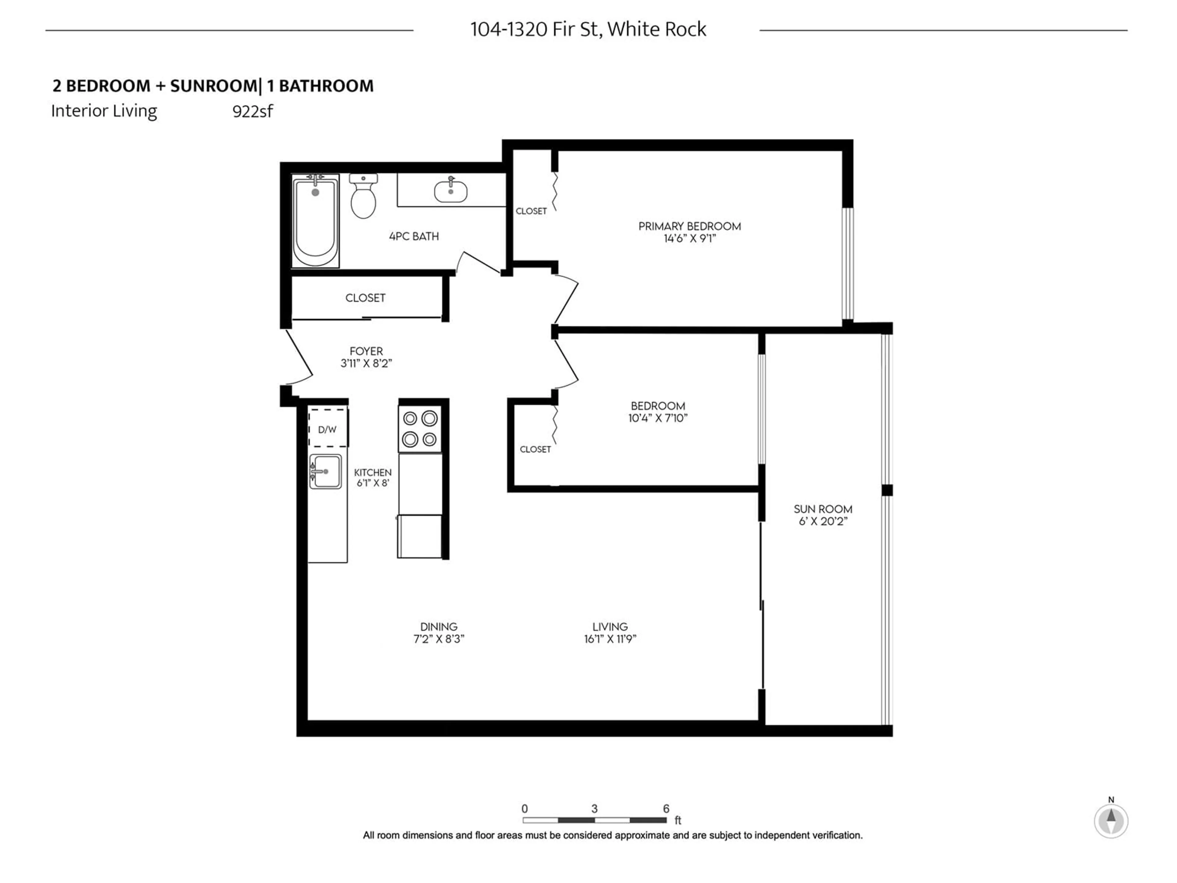 Floor plan for 104 - 1320 FIR, White Rock British Columbia V4B4B2