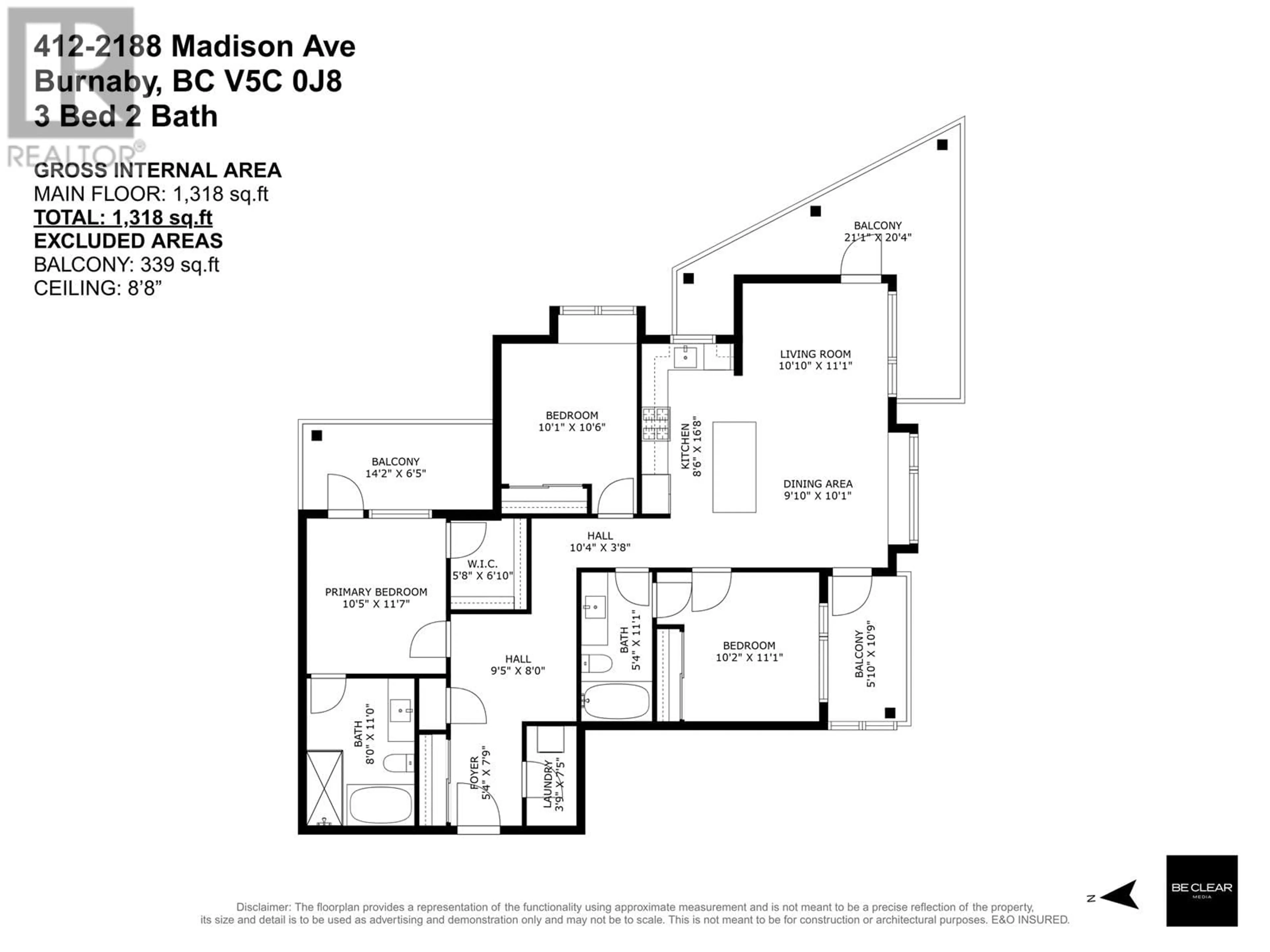 Floor plan for 412 - 2188 MADISON AVENUE, Burnaby British Columbia V5C0J8
