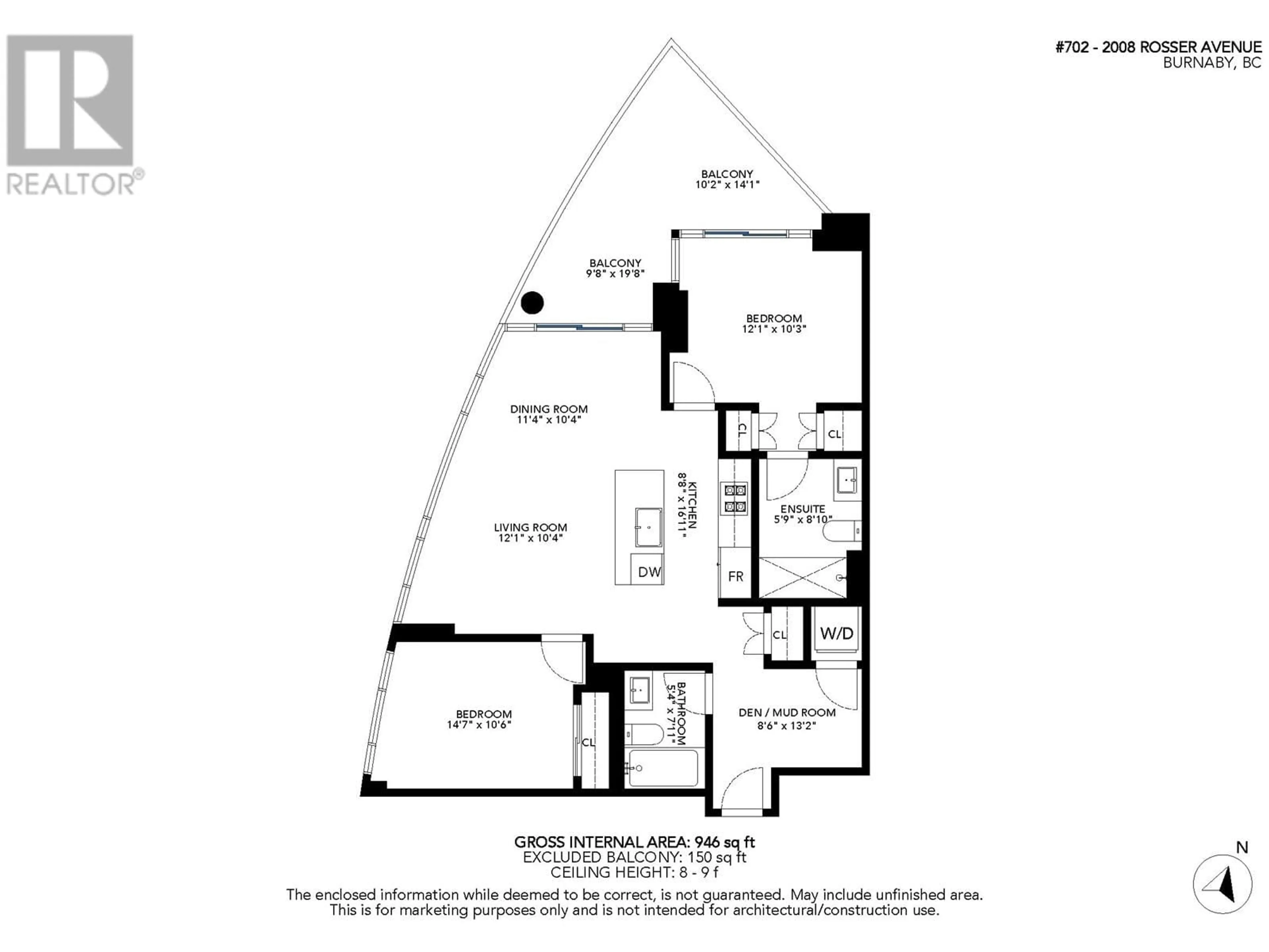Floor plan for 702 - 2008 ROSSER AVENUE, Burnaby British Columbia V5C0H8